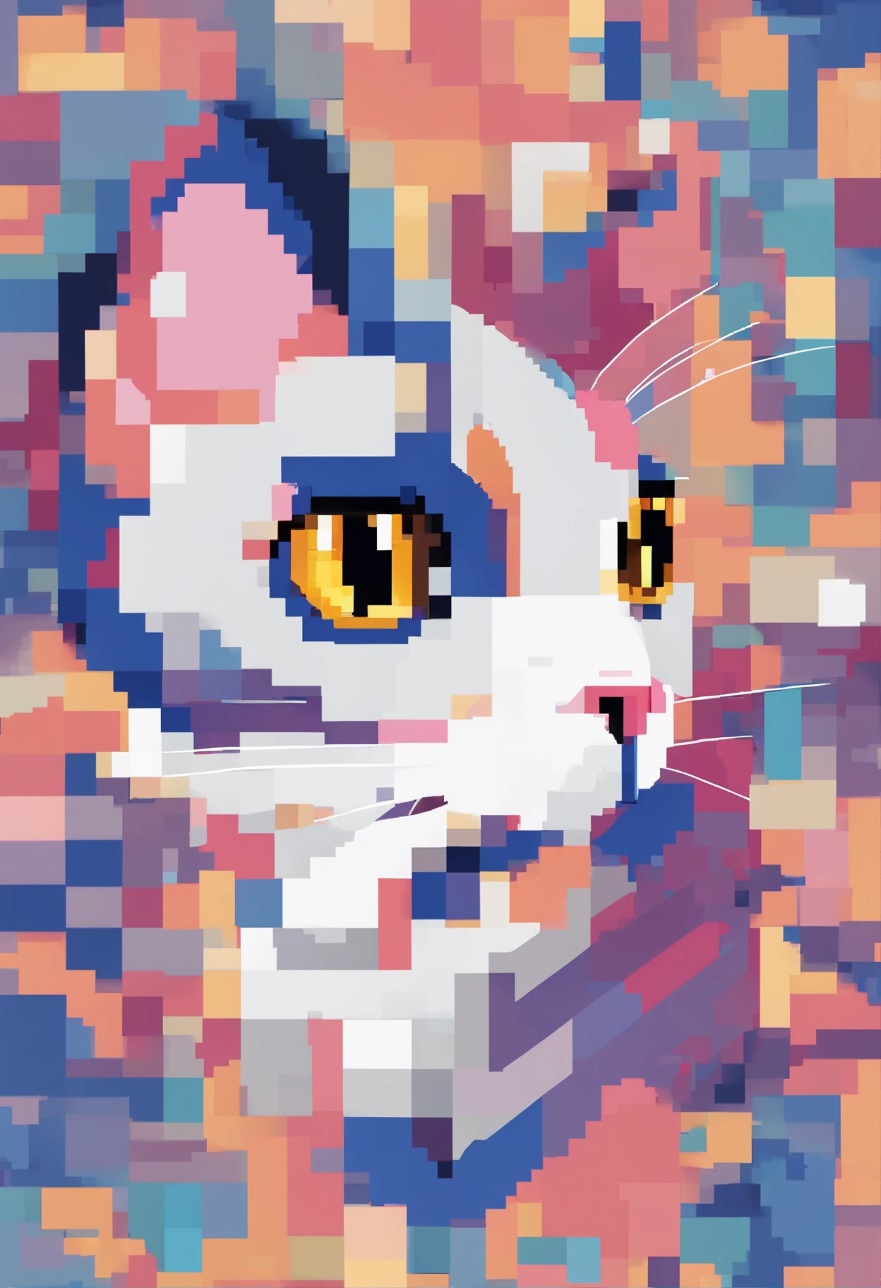 Pixel Art Cat. Cats. 3D pixel art 4K wallpaper. Incredible pixel art details. Pixel art. steam wave. Detailed Unreal Engine pixel art