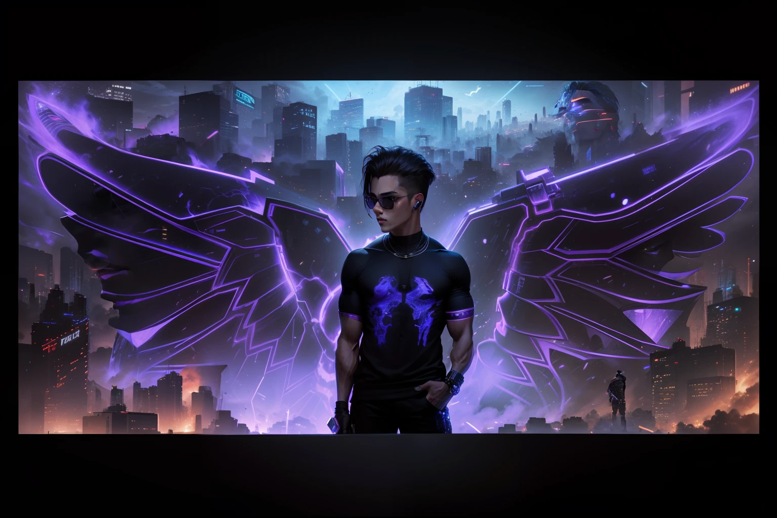 Change background cyberpunk handsome boy. realistic face. 8k ultra realistic