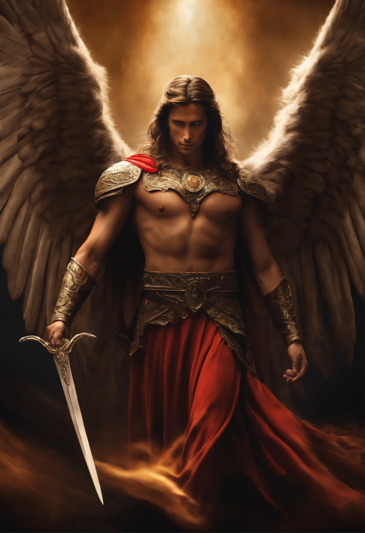 angel gabriel warrior, realistic, cinema image
