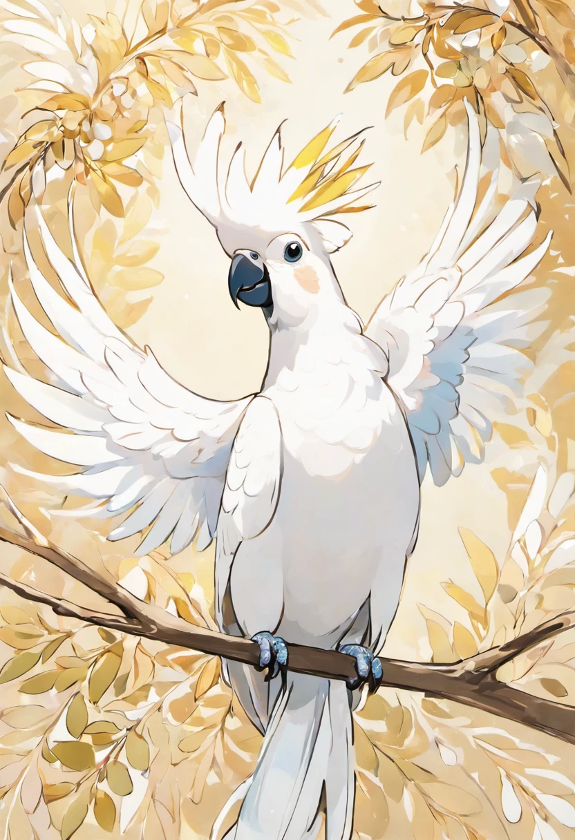 In this exquisite illustration, a Cockatoo takes center stage, its majestic presence emanating an air of regal elegance. The Cockatoo's wings are gracefully folded, creating a serene and composed tableau that allows its distinctive features to shine.
Set against a muted, natural backdrop, the Cockatoo's plumage becomes a mesmerizing focal point. Each feather is a masterpiece of nature's design, featuring a delicate blend of pristine white and soft, subtle blushes of pink. The feathers are expertly detailed, capturing their unique texture and the faintest iridescent shimmer that adds to their allure.
The Cockatoo's striking crest, a trademark feature, gently arches over its head, creating an aura of sophistication. Its intelligent eyes, framed by gentle arcs of feathered skin, exude a sense of wisdom and curiosity. The beak, curved with precision, hints at the bird's ability to crack nuts and seeds with ease.
Perched gracefully on a slender branch, the Cockatoo's posture reflects its calm and collected demeanor. Its feet, adorned with powerful talons, grip the perch with finesse, displaying both strength and grace. The bird's tail feathers, neatly aligned and slightly tapered, add a sense of symmetry to the composition.
This Cockatoo illustration is a testament to the bird's regal charm and innate beauty. Its wings, folded in a poised manner, accentuate the Cockatoo's composed nature, while the overall composition captures the essence of this majestic avian species. Against the understated backdrop, the Cockatoo stands as a symbol of grace, purity, and timeless elegance. White background,