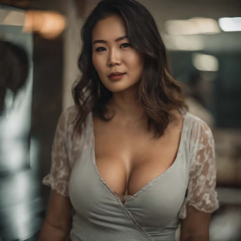 asian , busty , realistic , mirror selfie , bra , showing off