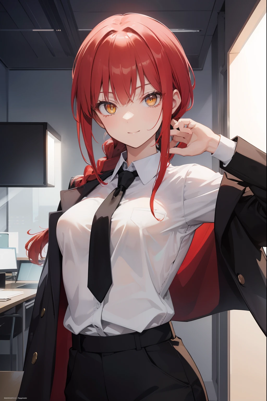 Anime girl 3 she's works in gouvernment,she have mid-length bright red hair,she's libertine ,She asserts herself very well and can be enigmatic.