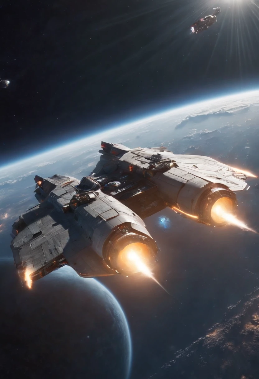 (Best quality,4K,8K,A high resolution,Masterpiece:1.2), Ultra-detailed, (Realistic,Photorealistic,photo-realistic:1.37), Space art, high-angle view:1.2, In space, Large aircraft carriers, Cyberpunk, Magical light, glowing neon lights, Interstellar space, Traversing machine, Futuristic technology concept, computers, Interstellar Travel, Magnificent space scenes.