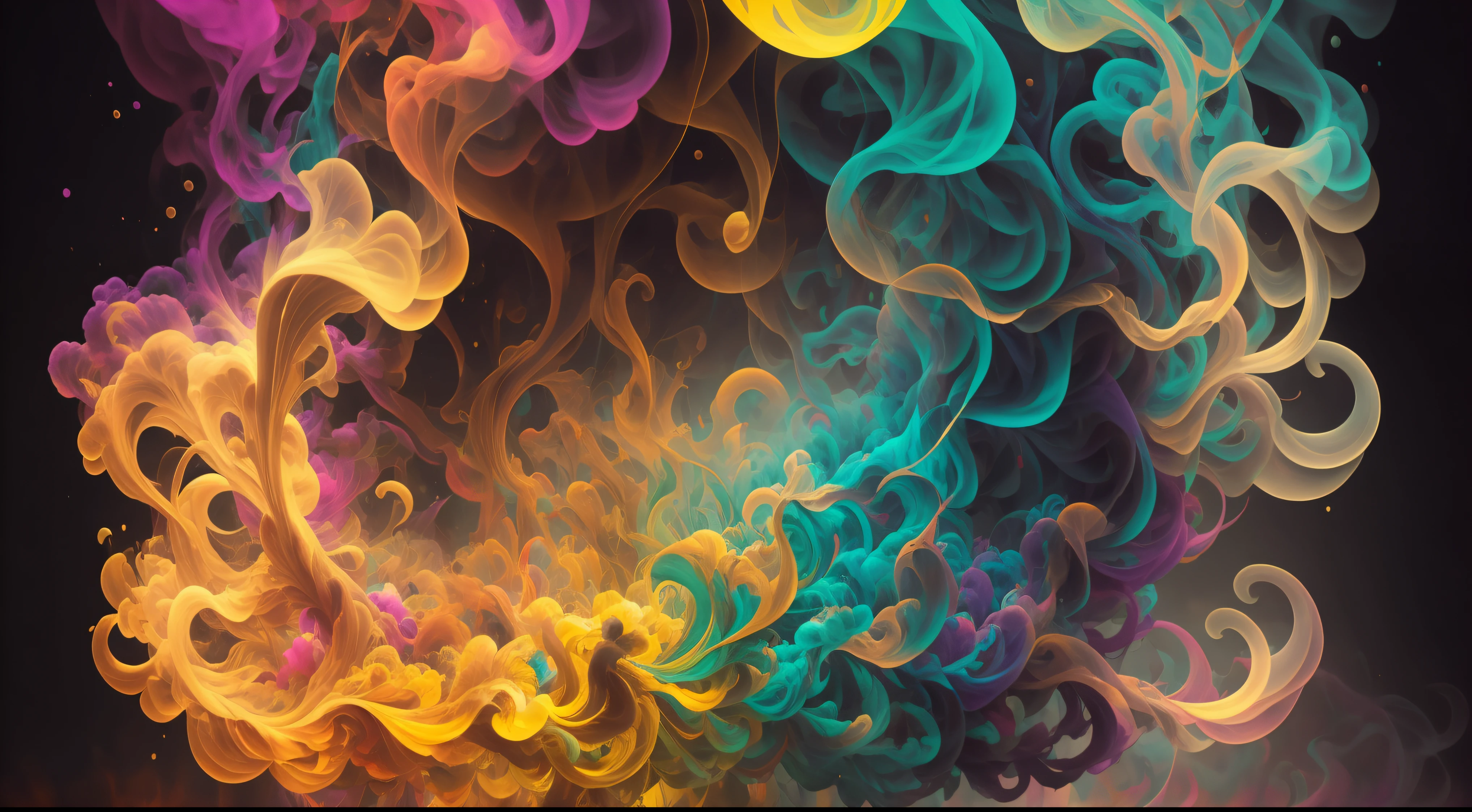 Obra de Arte abstracto. Un primer plano de un humo colorido se vierte sobre un fondo, humo de color fluido, humo colorido, Humo multicolor, humo coloreado, humo de colores brillantes, acid-colored smoke, Humo de color, humo de arco iris, Background of psychedelic smoke, Humo colorido en el fondo, humo espeso y colorido, Humo giratorio colores radiantes, nubes de humo de colores, humo arremolinado, Arte del humo fluido