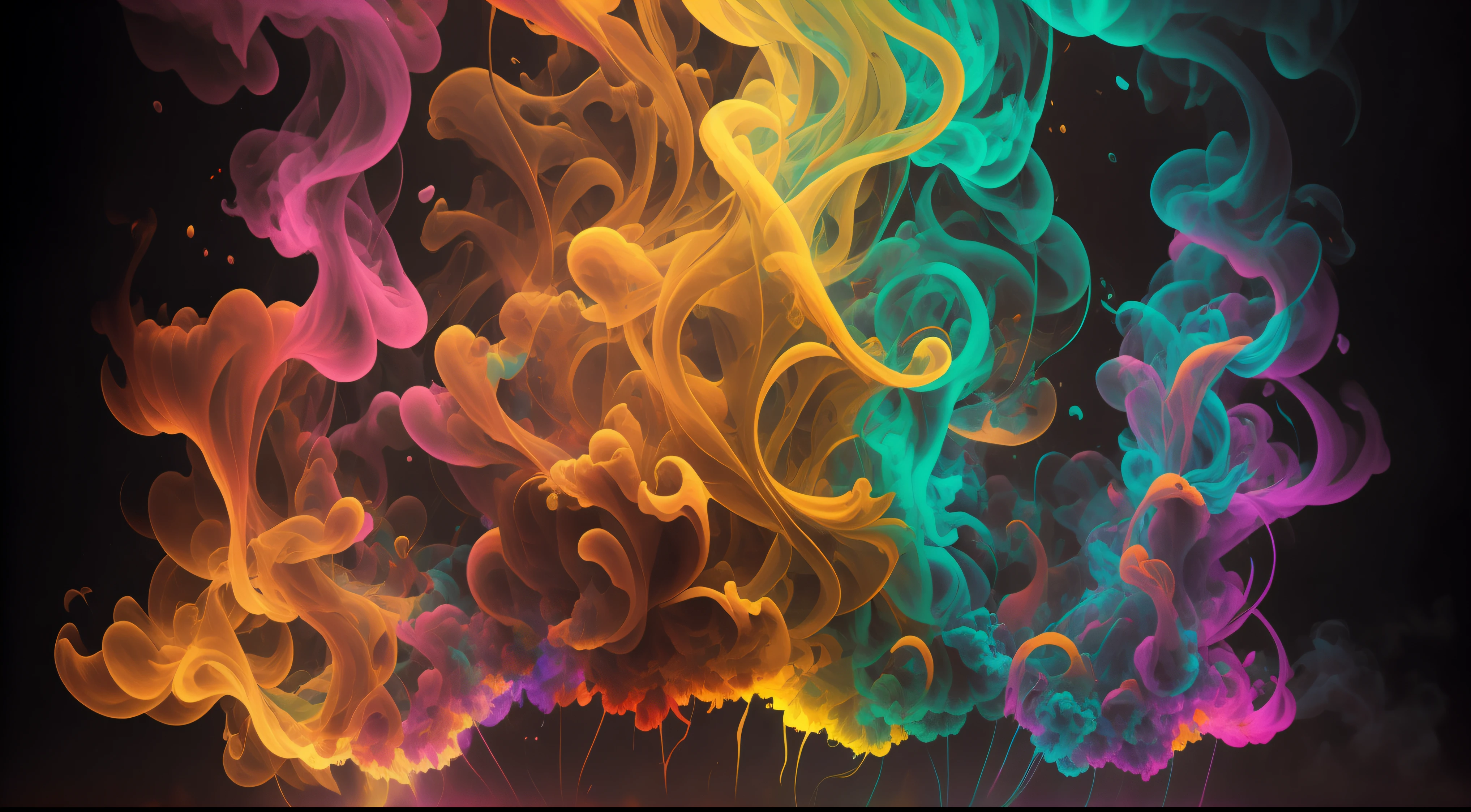 Obra de Arte abstracto. Un primer plano de un humo colorido se vierte sobre un fondo, humo de color fluido, humo colorido, Humo multicolor, humo coloreado, humo de colores brillantes, acid-colored smoke, Humo de color, humo de arco iris, Background of psychedelic smoke, Humo colorido en el fondo, humo espeso y colorido, Humo giratorio colores radiantes, nubes de humo de colores, humo arremolinado, Arte del humo fluido