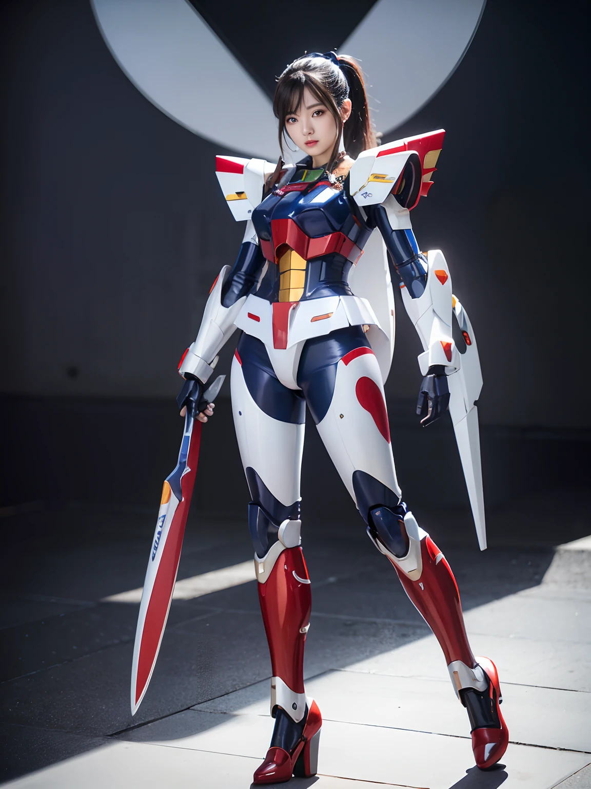 Textured skin, Super Detail, high details, High quality, Best Quality, hight resolution, 1080p, Gorgeous Beauty、Girl with beautiful mecha body、(Gundam) Girl with a robot body