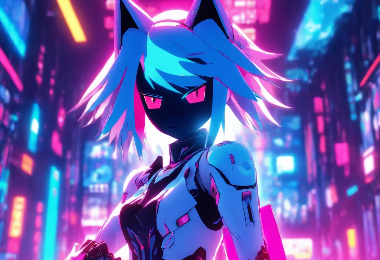 roblox avatar, lunar themed attire, super glitched, chrome outfit, profile picture 1024px, roblox screenshot, roblox, white scary skin, smooth white tight clothes suit, fully robotic!! catgirl, subtle glitches, clear outfit design, an aesthetic!, robot monster in background