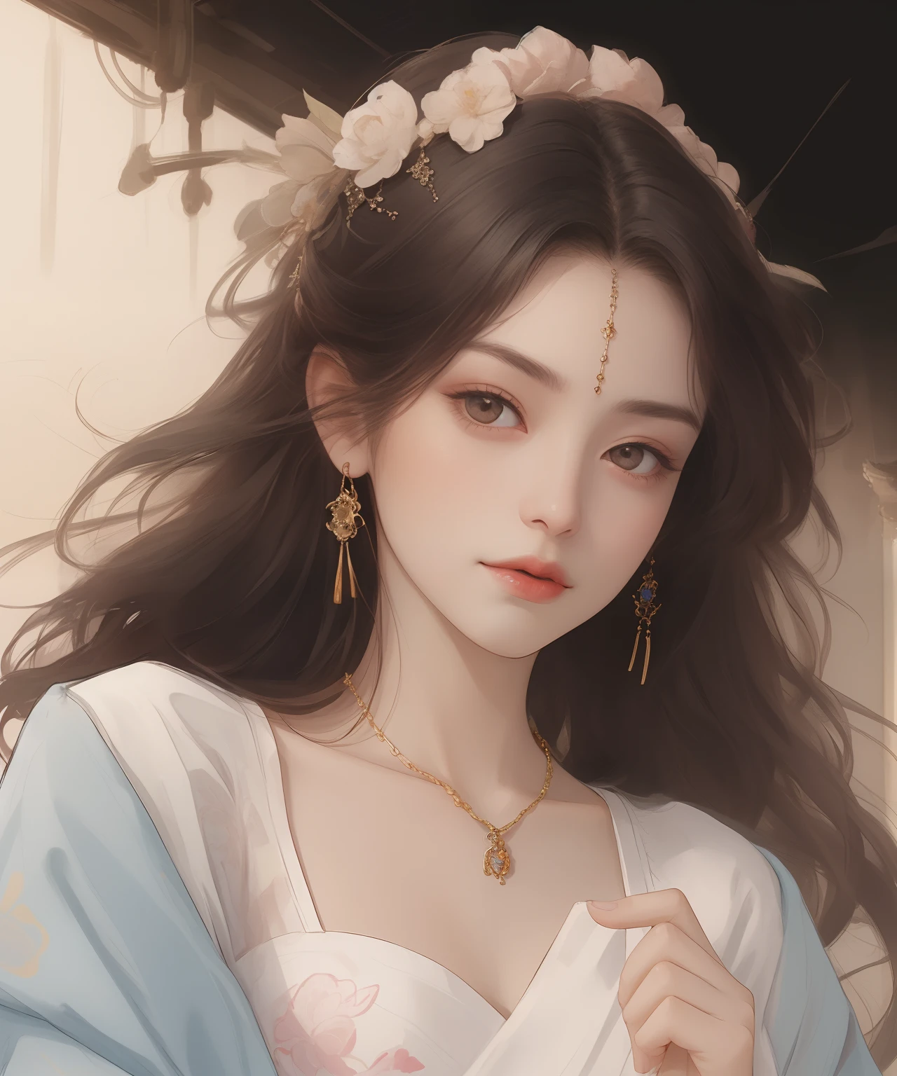 A girl, ancient Chinese costume, whole body, sunshine, clear face, clean white background, masterpiece, super detail, epic composition, ultra HD, high quality, extremely detailed, official art, uniform 8k wallpaper, super detail, 32k