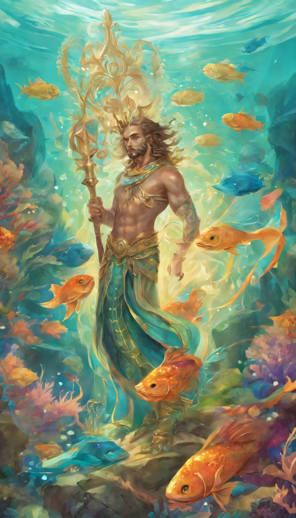 The detailed description of Enki, one of the Anunnaki of Sumerian mythology, It is based on ancient texts and artistic depictions dating back thousands of years. Enki is often portrayed as a divine being with human characteristics, but with some distinct traits that set it apart. Here is a description based on these sources:
Enki is usually depicted as a male being of medium to high height. Ele tem cabelos longos e barba, which are often shown in wavy or curly style. Your skin is portrayed as clear or medium tone. Enki's eyes are often described as expressive and deep, refletindo sua sabedoria.
He wears garments that are typically shown as a long, flowing tunic, often adorned with symbols and inscriptions. upon his head, He may wear a type of cap or crown that symbolizes his divine position.
Enki is notably associated with water and life, So it is often depicted holding a jug or a vase of water, which symbolizes his role as god of fresh water and wisdom. Sometimes, He is shown with a fish, for the fish is a symbol associated with it, representing their influence on the seas and rivers.
Importantly, these depictions of Enki can vary in detail according to different periods of Sumerian history and different regions of Mesopotamia. Enki's image is complex and multifaceted, reflecting his diverse role in Sumerian mythology as a god of creation, of wisdom and water.