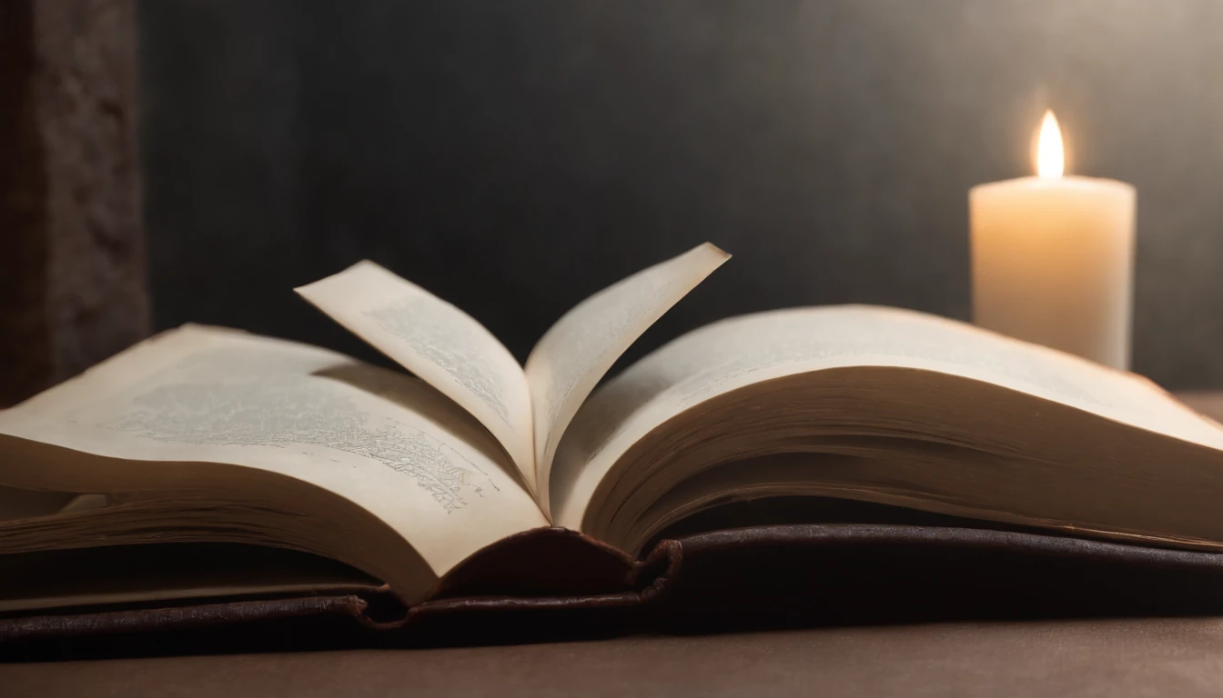 (best quality,highres:1.2),ultra-detailed,realistic:1.37,dark background,open book in the middle of darkness,illuminating only the book,only book lit up,powerful spotlight on the book,high contrast,sharp focus,book pages ultra-detailed,crisp and clear text,shadowy surroundings,mysterious atmosphere,subtle light spill,striking chiaroscuro effect,intricate embossed cover,elegant leather-bound book,rich textures,impeccable craftsmanship,book pages filled with knowledge,surrounded by endless darkness,engulfed in a sea of shadows,suspenseful setting,extraordinary detail,expertly crafted details,meticulously designed light and shadow,inducing a sense of wonder,impeccable attention to detail,thick black ink and crisp white pages,breathtakingly realistic,dramatic lighting,creating a captivating ambiance,vivid colors contrasting with dark background,enveloped in a sense of mystery,edges of the book fading into darkness,subtle reflections on the cover,subdued palette,unearthly glow emanating from the book,captivating and alluring,mesmerizing beauty,profound significance of the book,transcendent experience,uniquely immersive,compelling narrative revealed on the pages,absorbed in the world of literature,unfathomable secrets waiting to be discovered,unparalleled artistic vision