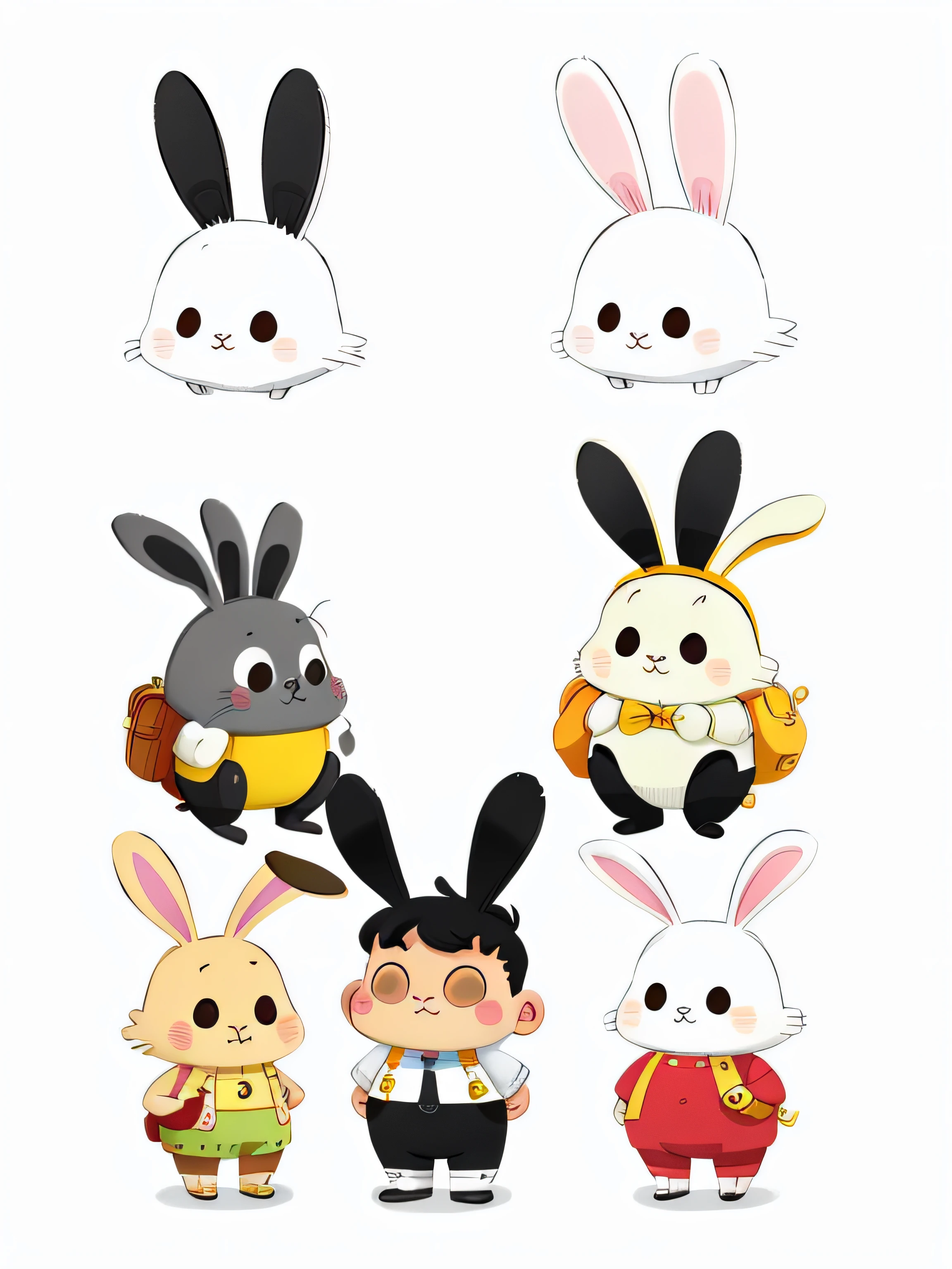 A cartoon bunny with a sad face and a big nose, edgBunny_Character, cute anthropomorphic bunny, anthropomorphic rabbit, miffy, rabbit face only, inspired by Kanbun Master, Rabbit_Bunny, thick black lineart, original chibi bunny girl, Rabbit, with long floppy rabbit ears, with big rabbit ears, Danbru