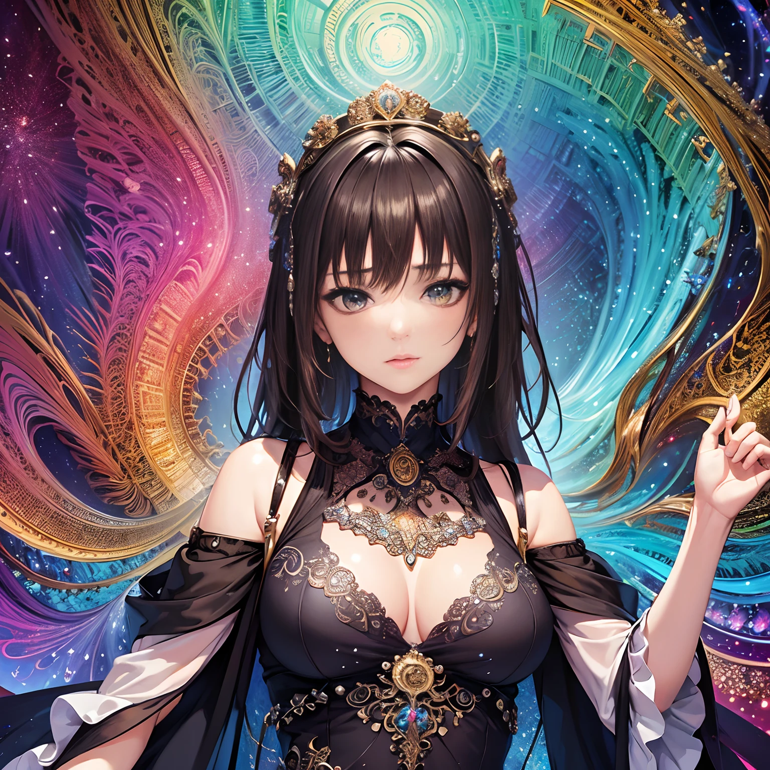 (masterpiece, top quality, best quality, official art, beautiful and aesthetic:1.2), (1girl), extreme detailed,(fractal art:1.3),colorful,highest detailed