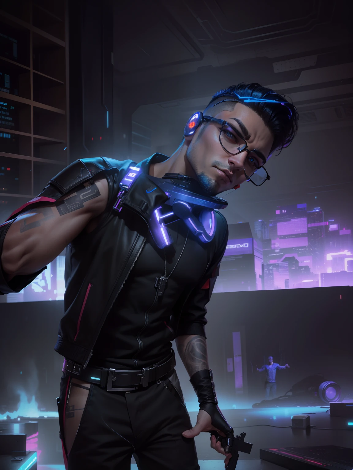 Change background cyberpunk handsome boy, realistic face , hip hop 8k ultra realistic