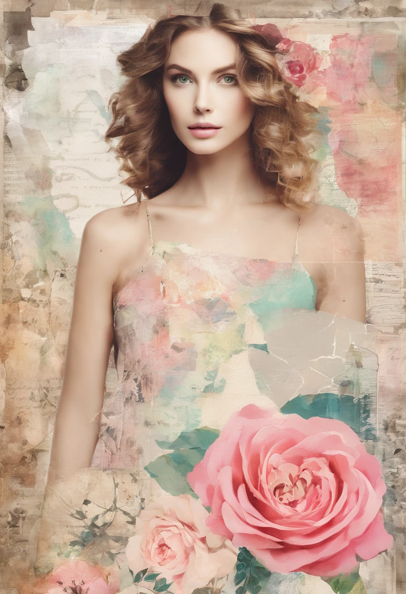 1 adesivo, manual, (uma menina elegante, model, top rosa, fresco e fresco), fundo branco, fundo simples, minimum, fofo, tiny, cor pastel, estilo vetorial, Sem gradiente