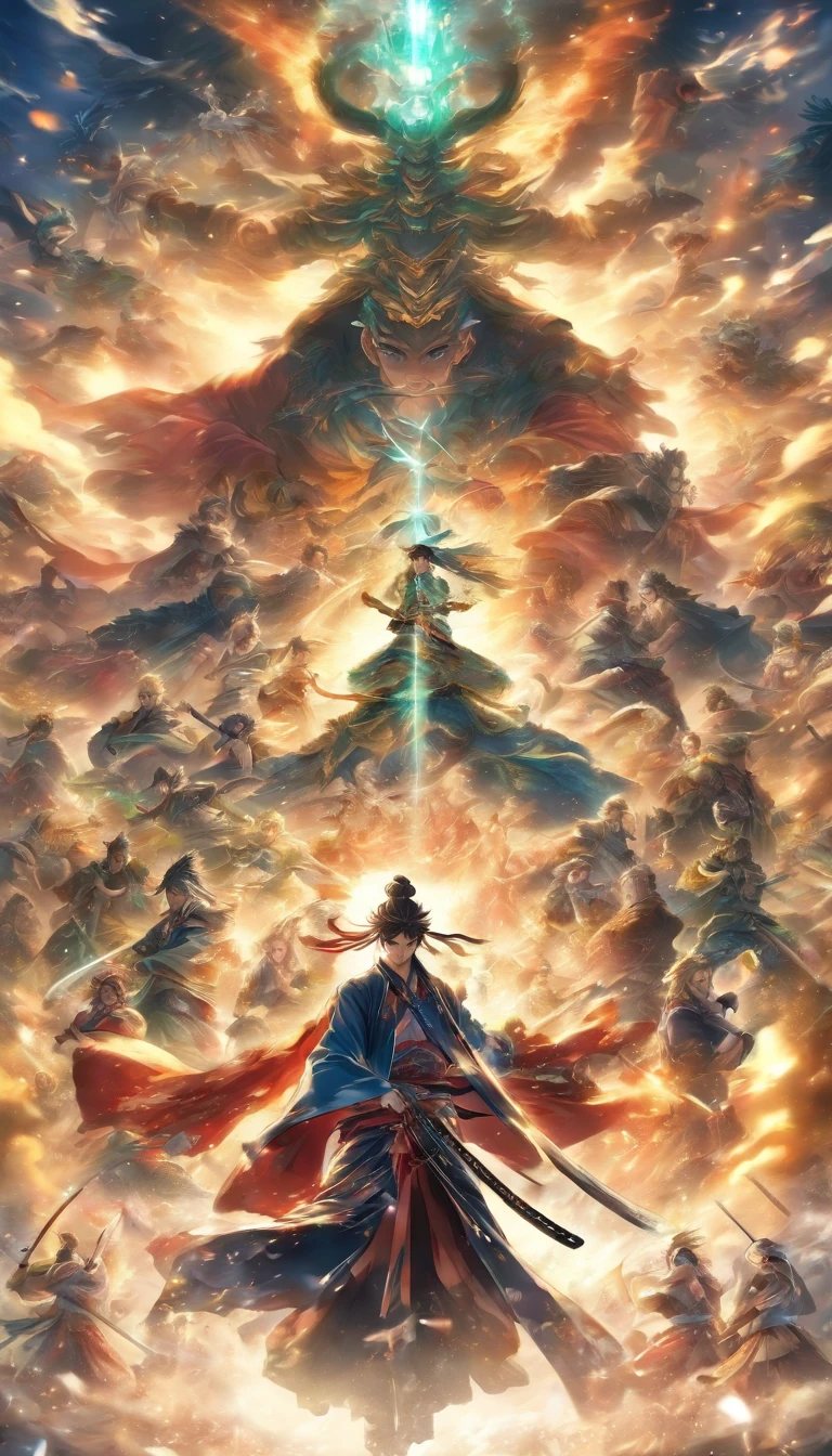 ((Masterpiece)),(Best quality)),Faraway view,There were twenty swords suspended in the air,Around the young Taoist priests,Infinite Sword System,Glow effects,Hyper-realistic,Ultra photo realsisim,Ink wind,8K,super-fine,high qulity
