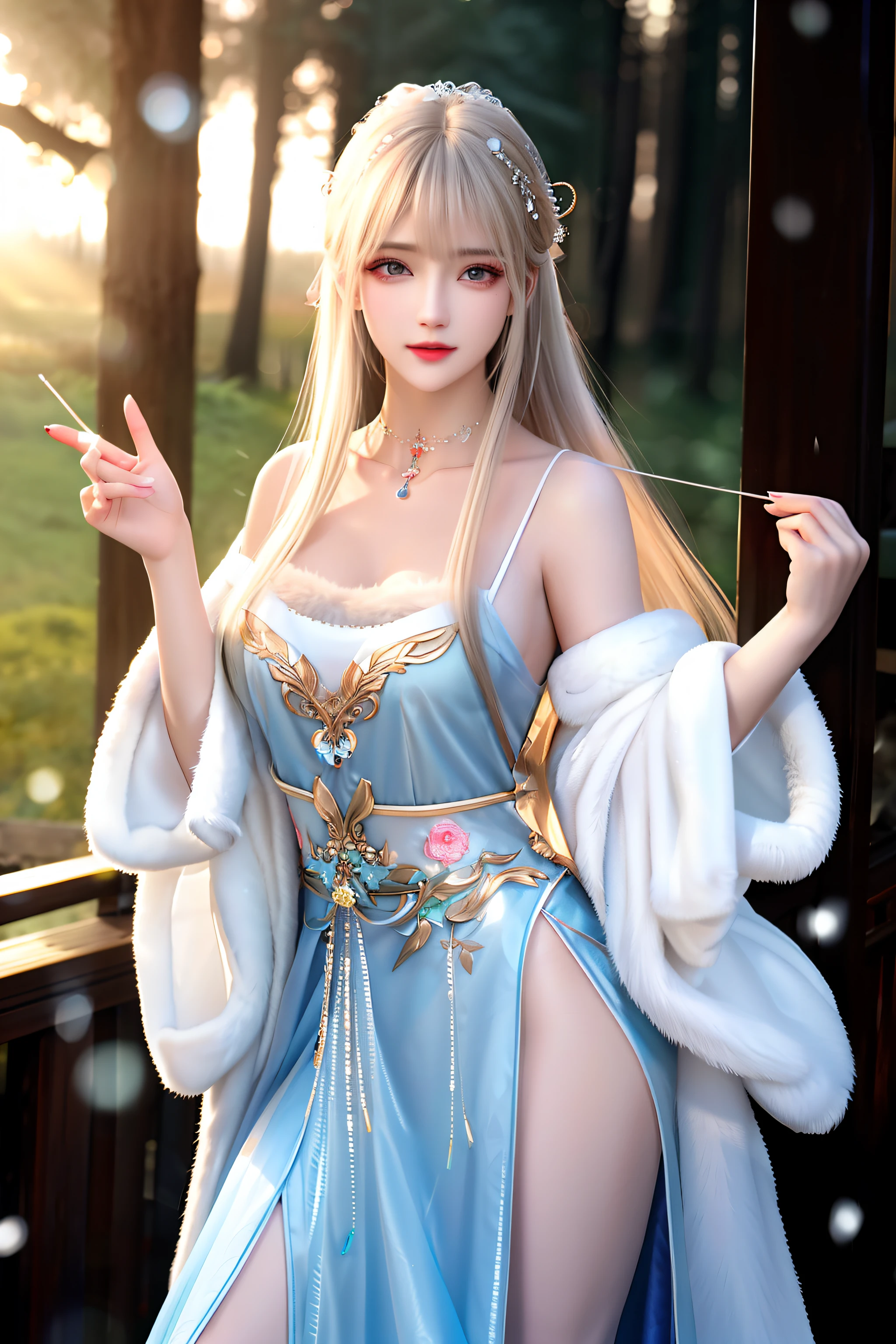 There is a girl in a green dress, plum blossoms, palace, oriental architecture ray tracing, {best quality}, {masterpiece, bust, portrait, bust}}, extremely detailed 8K wallpaper, {an extremely delicate and beautiful}, colorful, intricate details, realism, realism, camera quality, (meticulously portrayed clothes), cold white skin, (meticulously portrayed blush), 1080p, sun, soft cute, smooth light silver hair, messy beauty, lighting, broken feeling, shiny and silky skin, 3D stereoscopic, Masterpiece, best quality, illustration super fine, beautiful eyes, very delicate light, fine luminescence, very fine 8K CG wallpaper, peach blossom eyes, red pupils, an extremely delicate beautiful girl, 8k wallpaper, best quality, full body close-up, white long dress, luxurious silky bright red chiffon flood (illusion, glitter, ultra-thin, soft,) Hanfu