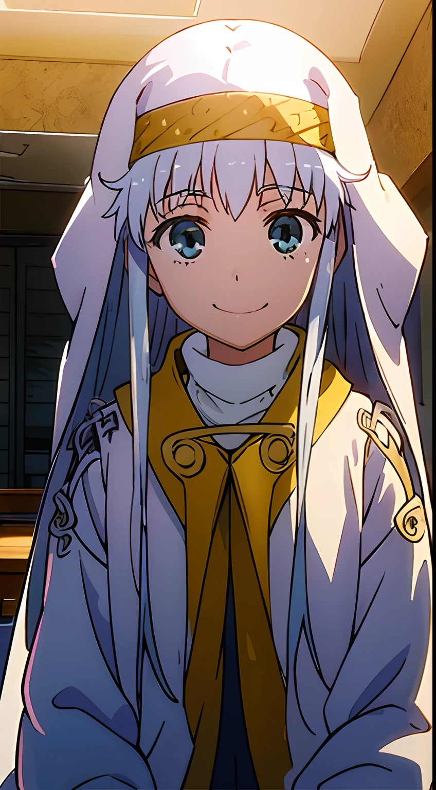 ​masterpiece, 1girl in, index \(A Certain Magic Index\), cute little, top-quality, silber hair, veils, Happiness,  picnic, The tree, A smile, Sunny, with light glowing, top-quality, 12year old