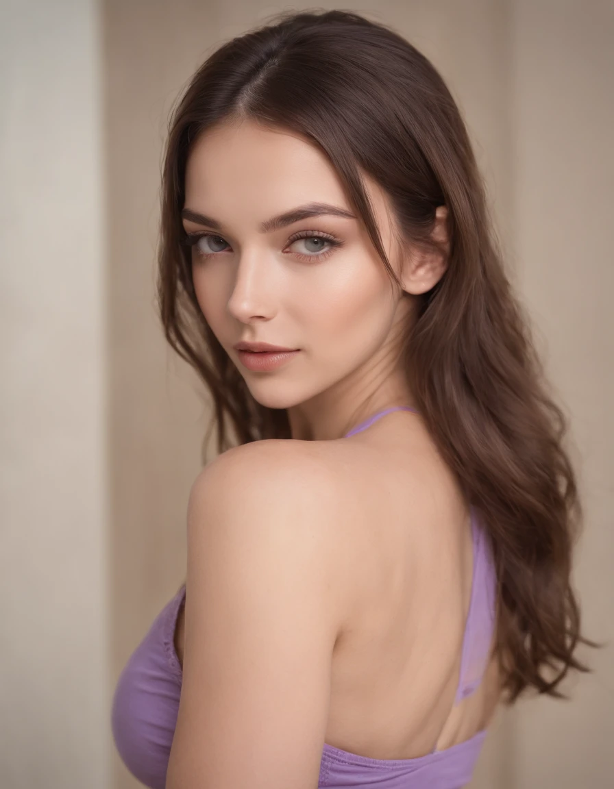 Arafed woman with matching tank top and panties, fille sexy aux yeux bruns, Portrait Sophie Mudd, cheveux bruns et grands yeux, selfie of a young woman, Violet Myers, sans maquillage, maquillage naturel, looking straight at camera, Visage avec Artgram, Maquillage subtil, Superbe photo du corps entier, dans une boite de nuit, clivage