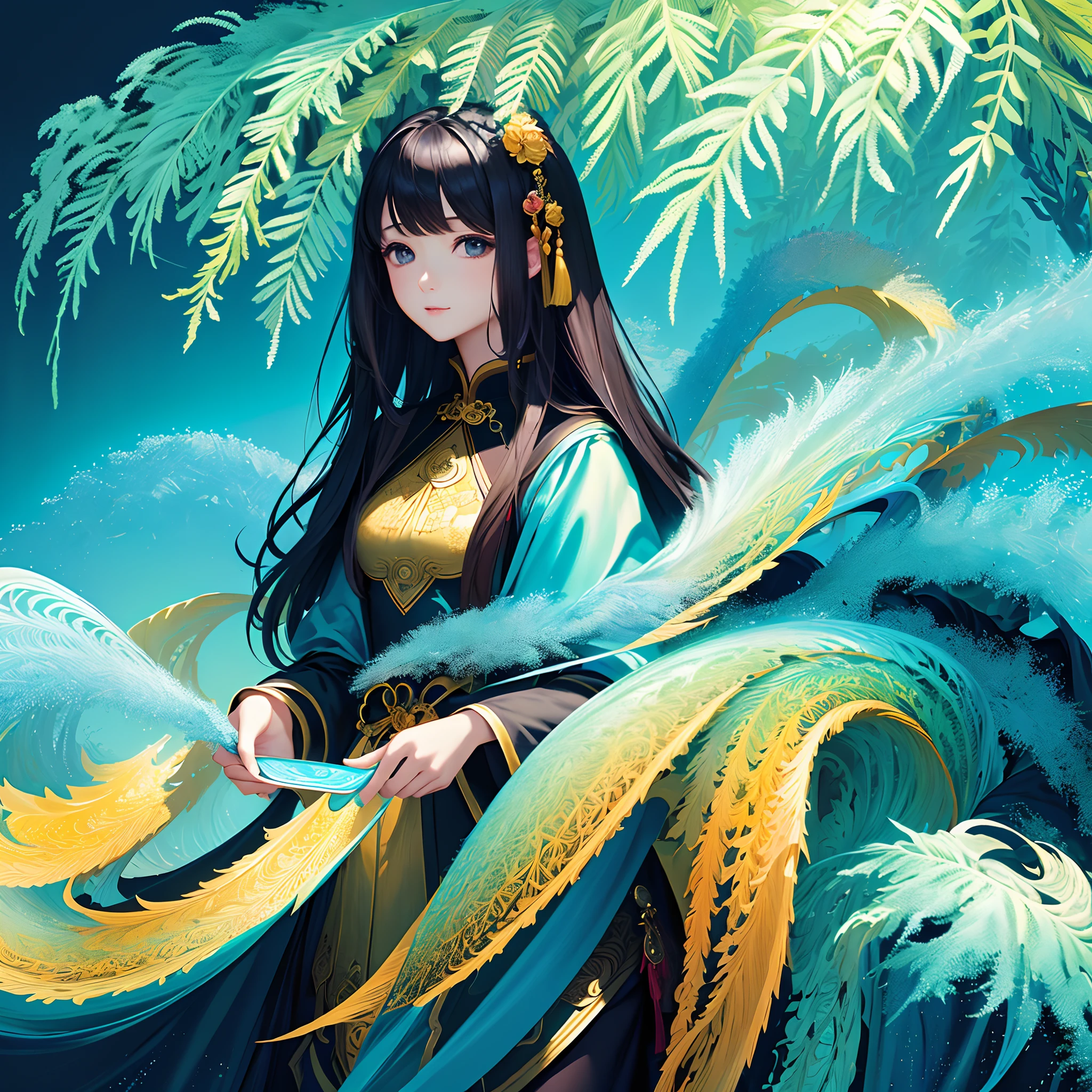 (masterpiece、top-quality、top-quality、Official Art、Beautifully Aesthetic:1.2)、(1girl in:1.3)、(Fractal art:1.3)、Write
