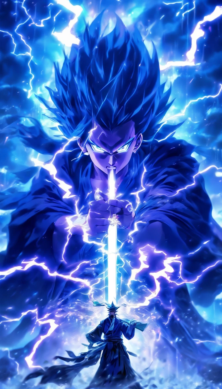 ((Masterpiece))，(Best quality))，Faraway view，Perimeter lightning，Sword Rain，A young Taoist priest，Infinite Sword System，Glow effects，Hyper-realistic，Ultra photo realsisim，Chinese black and white ink style，The purple，Decolorization，Smudge，ink，8K，super-fine，high qulity，OC renderer