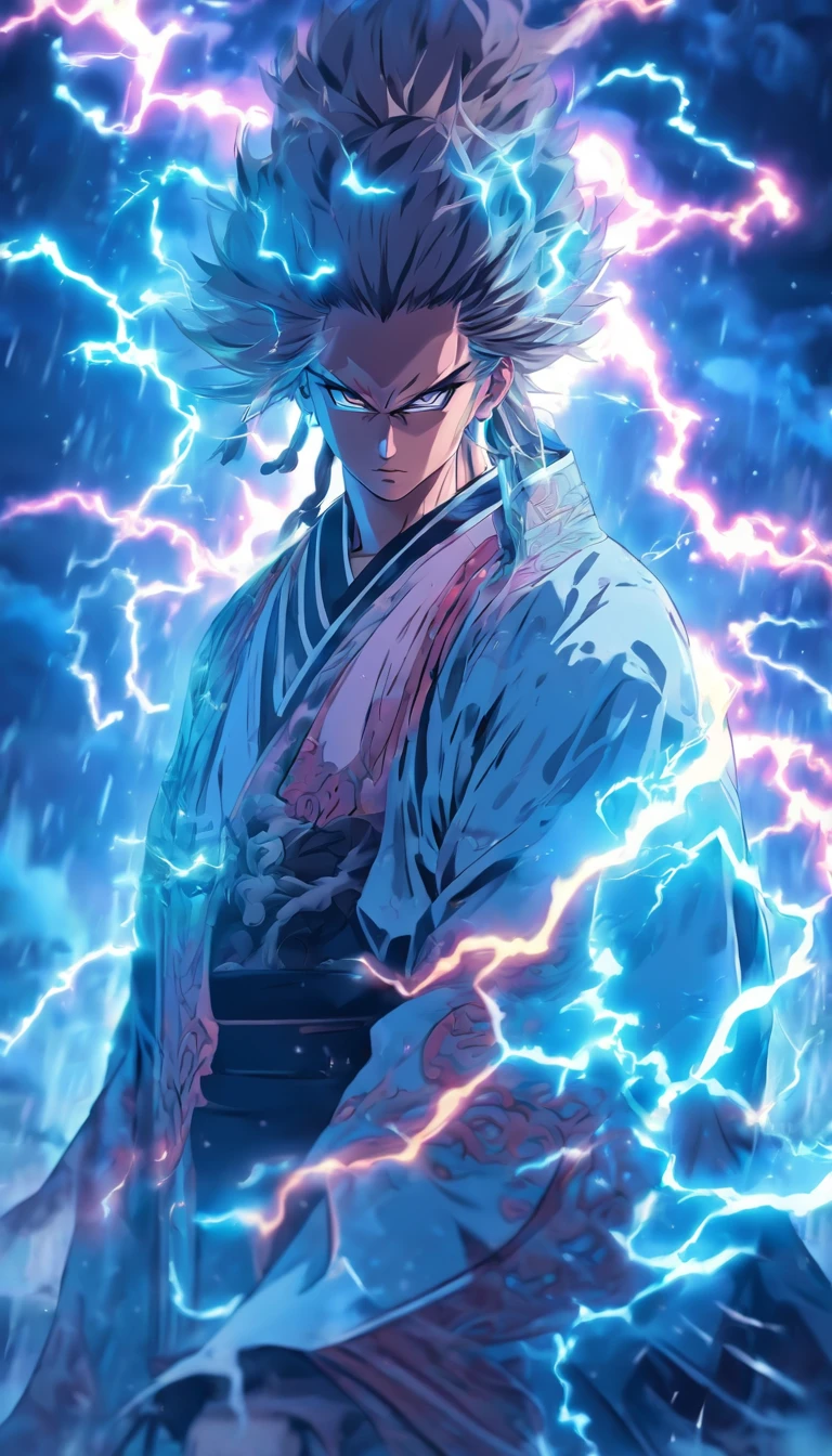 ((Masterpiece))，(Best quality))，Faraway view，Perimeter lightning，Sword Rain，A young Chinese Taoist priest，Glow effects，Hyper-realistic，Ultra photo realsisim，Chinese black and white ink style，Red，Decolorization，Smudge，ink，8K，super-fine，high qulity，OC renderer