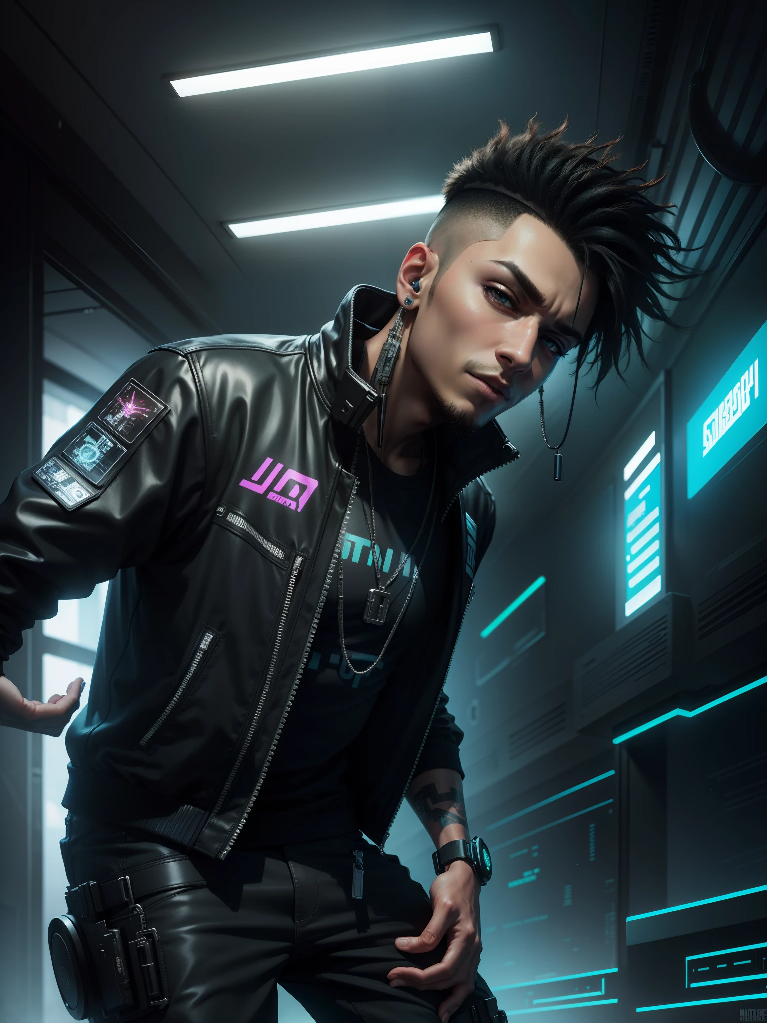Change background cyberpunk same face ultra realistic same face same pose hip hop boy