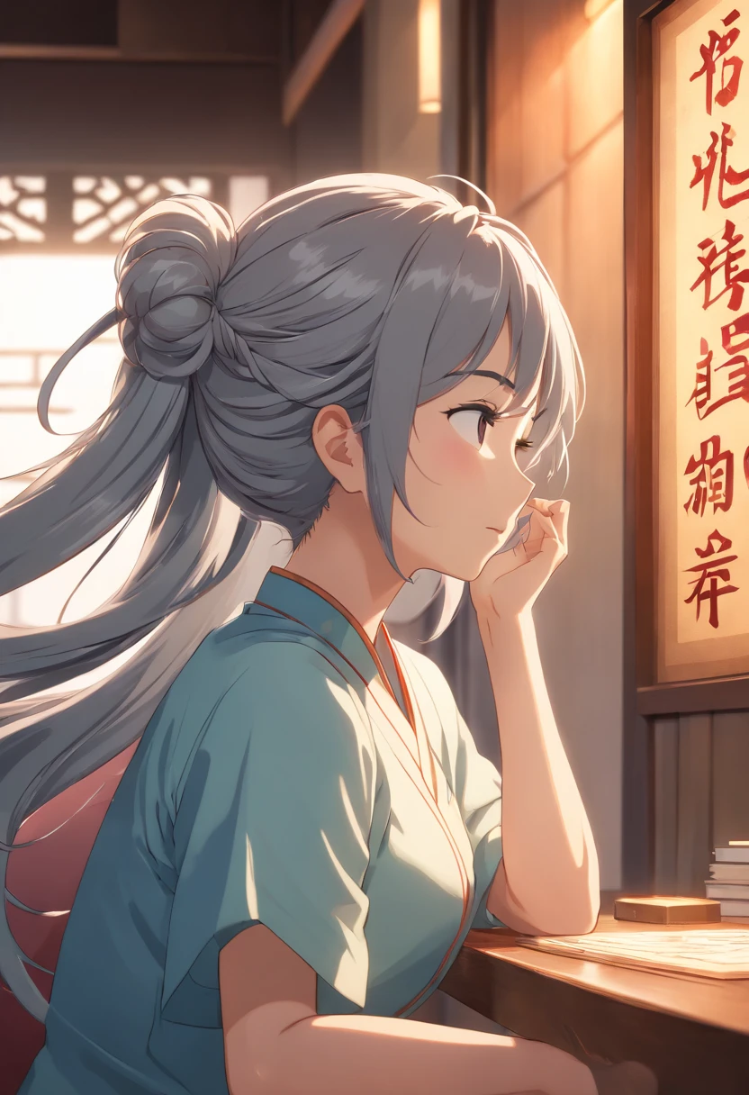 (white backgrounid:1),(Silhouette of a girl's head, closing her eyes, Long gray hair, Oriental elements),(Chinese illustration:1.3,paper art:1.3, Art on upholstered paper:1.2),( reasonable design, 清晰的线条, High- sharpness,Best quality, Very detailed, Master parts, movie light effect, 4K )