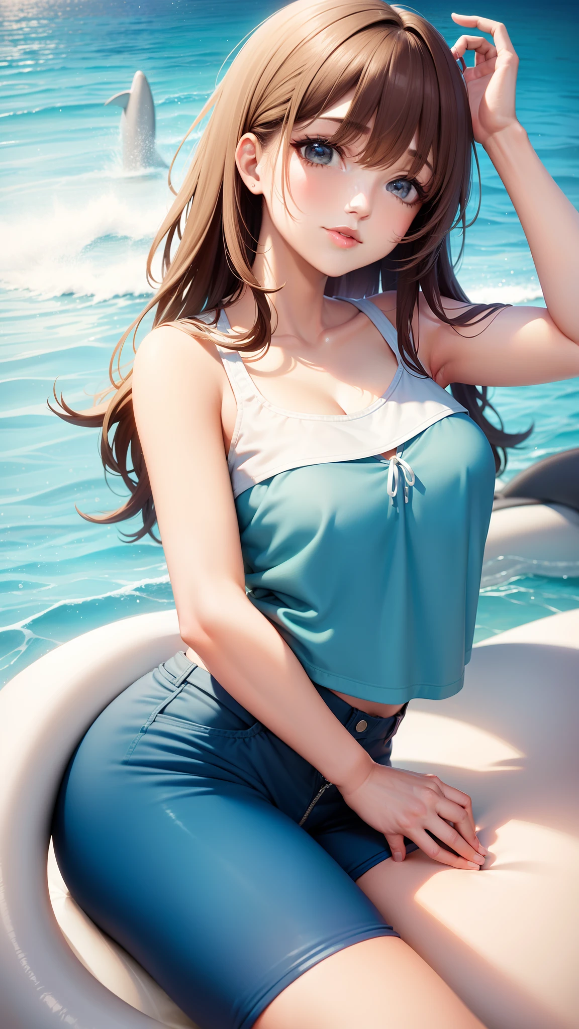 Top quality:1.3,a beauty girl,Dolphin shorts