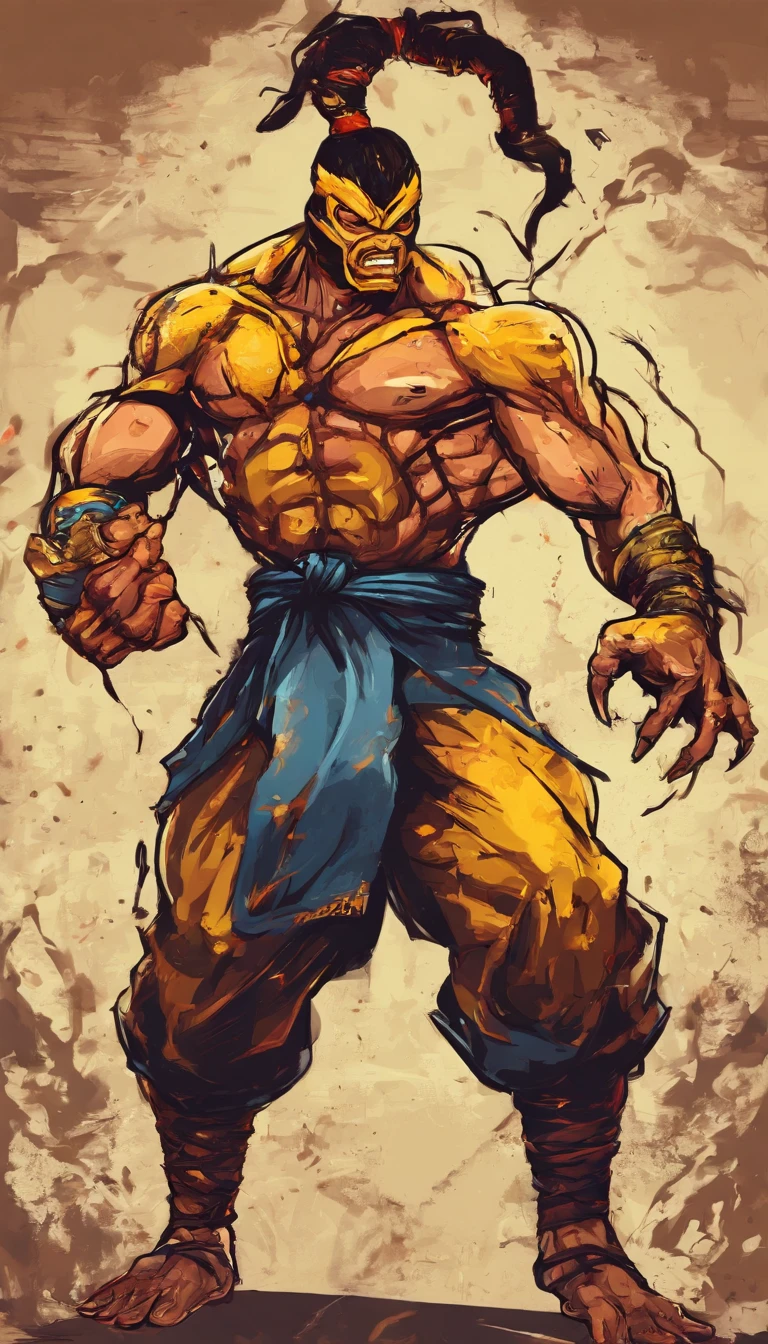 Little Goku assumed a fighting stance in the middle of a flowing waterfall, his aura blazing around his body, has a monkey tail, training intensely focus, closed eye.