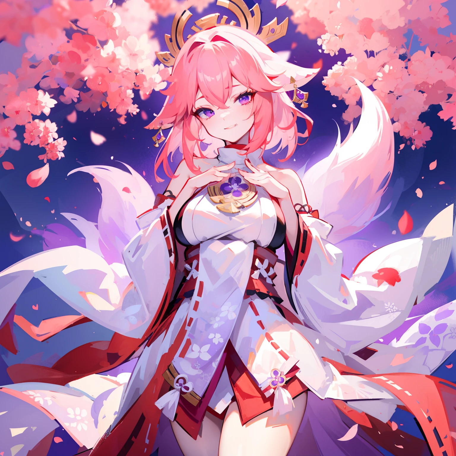 An adult woman with pink eyes, long bright pink hair with fox ears. Wears an elegant dress. She must be wearing a pink leggings. she comes from wonderland