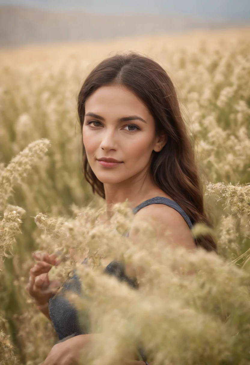 Cinematographer, ultra realista, toma de cuerpo completo, Ropa detallada, Rostros detallados, Ojos y cara extremadamente detallados, ojos detallados, (UHD, HDR, Altas Resoluciones, ultra detallado, Detalles intrincados, Efectos texturales, absurdos, obra maestra, la mejor calidad 8k:1.2) Create a photo of a rural Peruvian family in a quinoa field on a sunny morning.