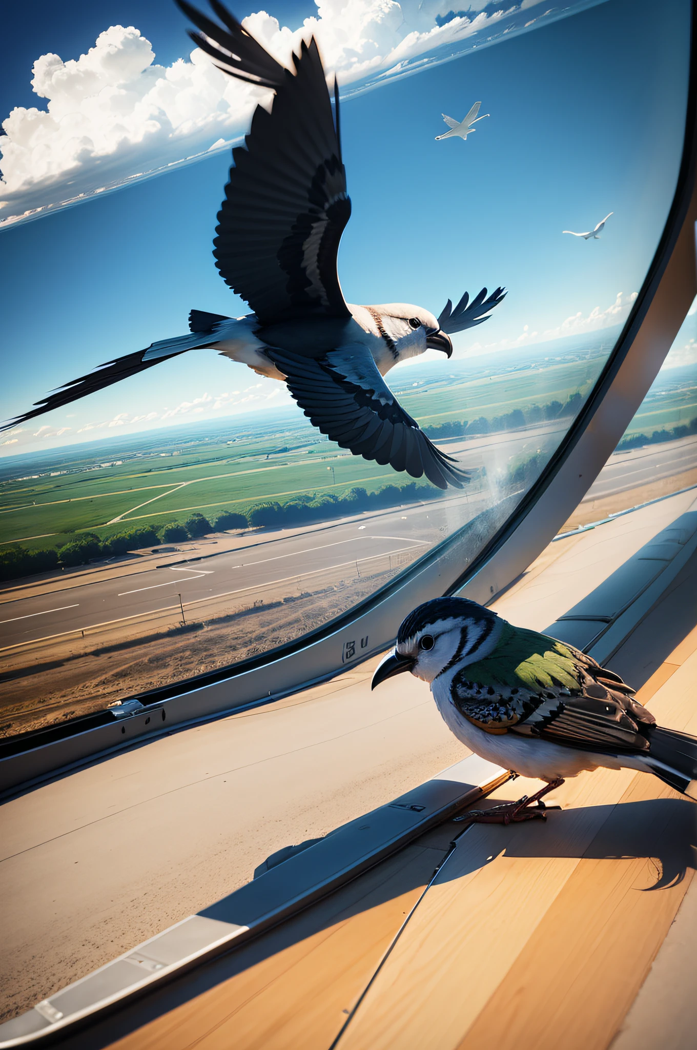 a bird hitting in the windshield of airplane