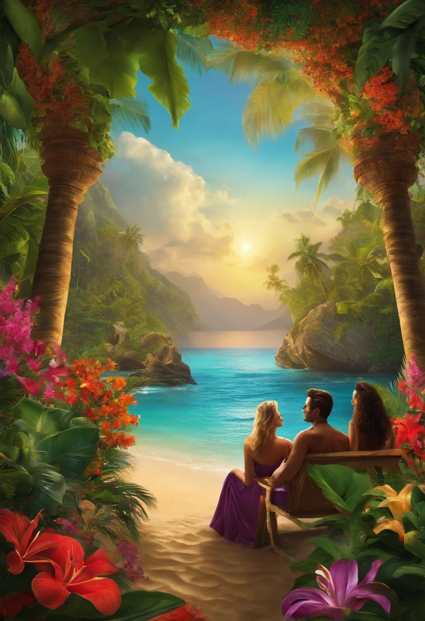 man and woman in paradise