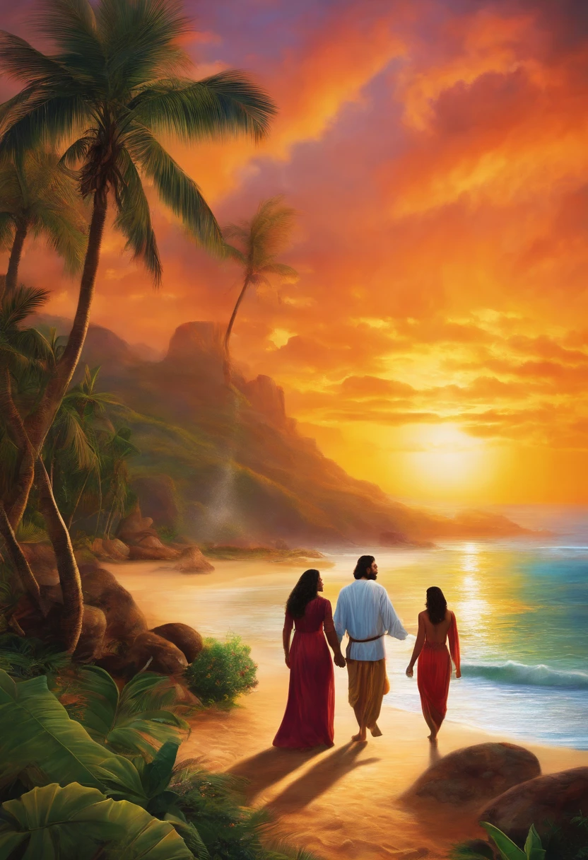 Man and woman in paradise realism Jesus is with them