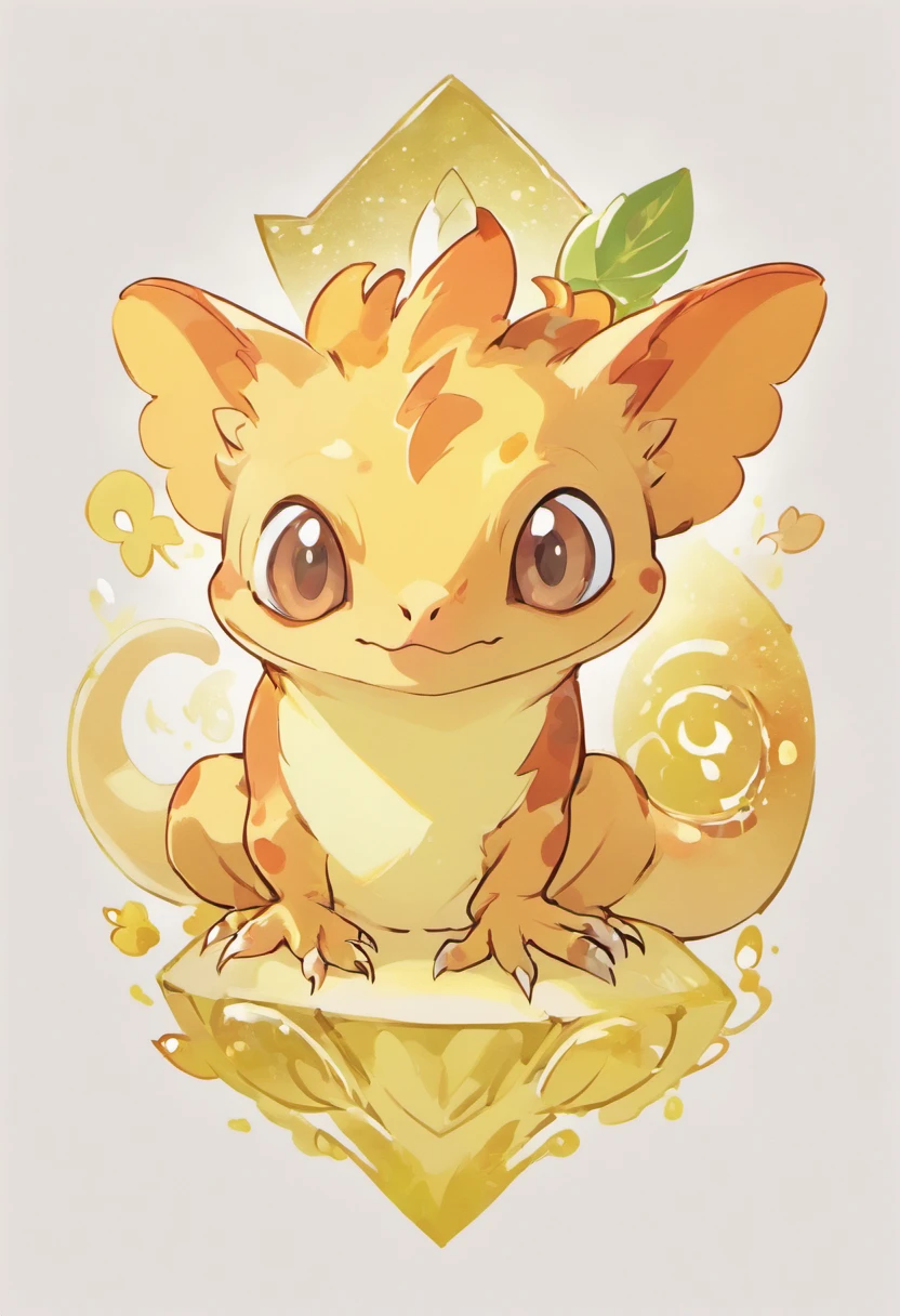 In this enchanting illustration, a Crested Gecko drawn by pokemon aritst sowsow, white background, extreme detail,