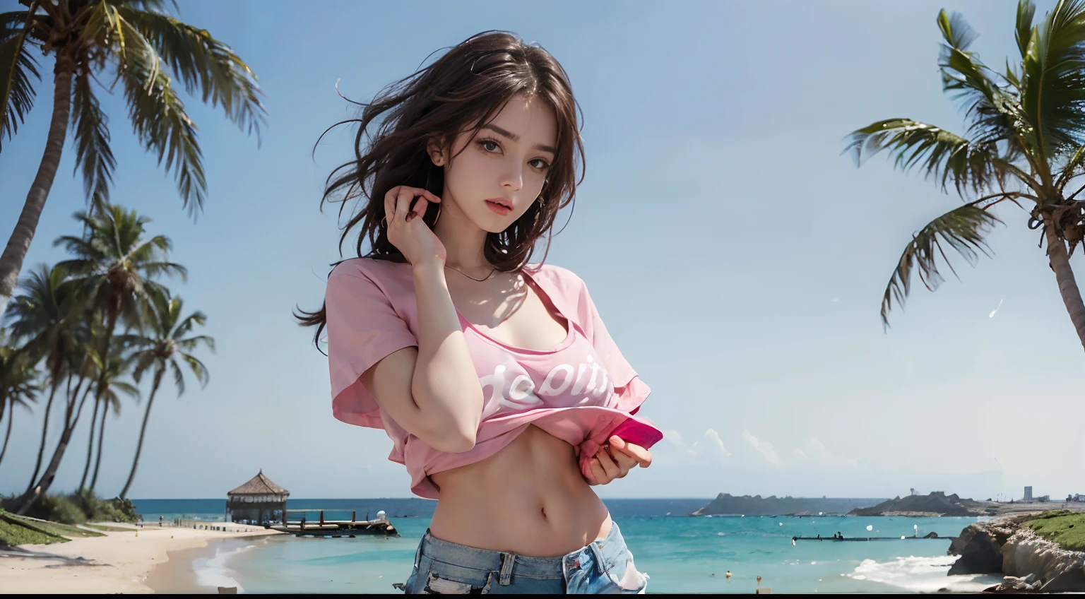 ((best qualtiy, 8K, tmasterpiece:1.3)), edgy:1.2, A beautiful woman with a perfect body:1.4, Slim Abs:1.2, ((Layered hairstyle, tits huge:1.5)), (Athens,the street:1.2),saturated:1.5,Highly detailed facial and skin texture,A detailed eye,Double eyelidd,Look at the camera sideways,open shirt,navels,exposed navel,Cover your chest with your hands,hands on breasts, , Sunny weather, enormous breast, seaside, waves, palm tree, White t-shirt and ripped shorts, Sunny weather, seaside, waves, palm tree, White t-shirt and ripped shorts, Sunny weather, seaside, waves, palm tree, White t-shirt and ripped shorts,take off HER's t-shirt, PINK TITS,take off HER's t-shirt, PINK TITS,take off HER's t-shirt, PINK TITS,take off HER's t-shirt, PINK TITS,take off HER's t-shirt, PINK TITS,take off HER's t-shirt, PINK TITS,take off HER's t-shirt, PINK TITS,take off HER's t-shirt, PINK TITS,take off HER's t-shirt, PINK TITS,take off HER's t-shirt, PINK TITS