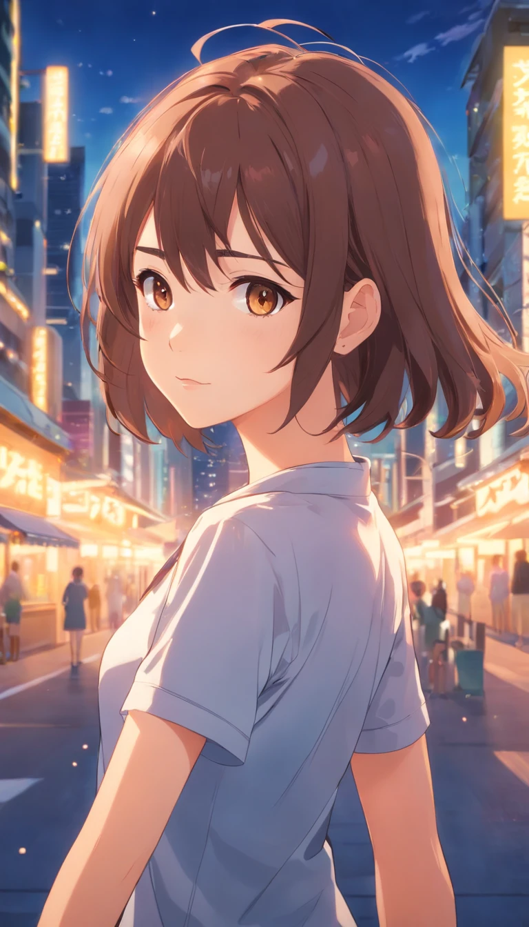 ​masterpiece, top-quality, verd s eyes、Brown hair、bobhair、girl with、idol
