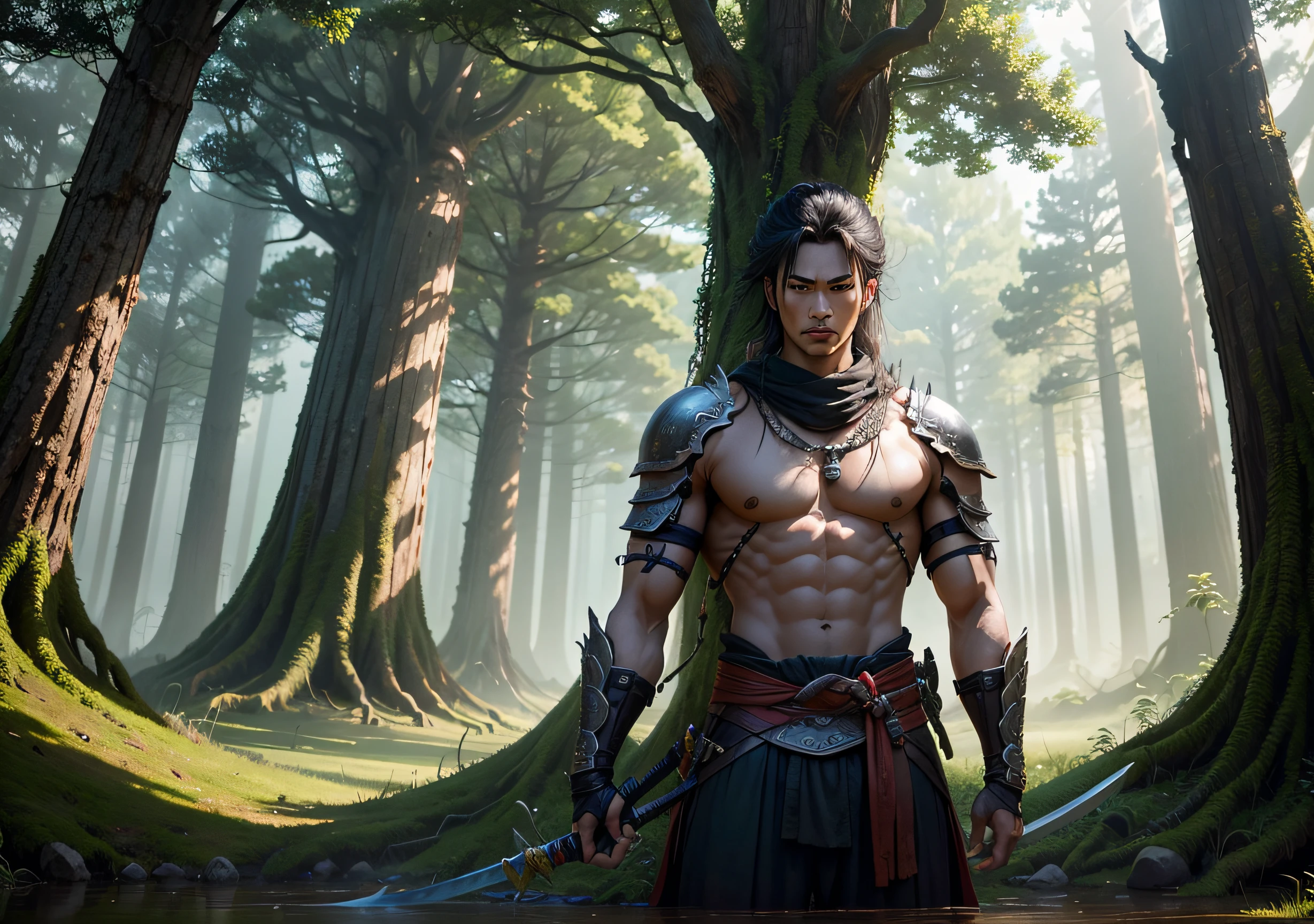 "In an ancient sanctuary, A lone warrior finds a mysterious katana encrusted in the roots of an imposing ancestral tree. With the ancestral blade in hand, He sets out on an epic journey to unravel the hidden secrets of the sacred tree, protecting it against the forces of darkness that seek to corrupt its essence. Will he be able to master the art of katana and become the protector of the tree?, restoring the balance between the spiritual and earthly world?" --auto