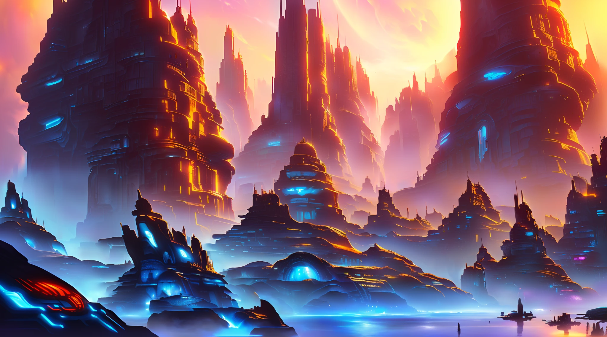 Close-up of futuristic city with spaceship as background, Science-fi digital art illustration, scifi illustration, scifi illustration, science fiction digital painting, sparth style, detailed digital concept art, science fiction digital painting, sci-fi illustrations, sci-fi illustrations, author:Spas, inspired by sparth, epic fantasy sci fi illustration