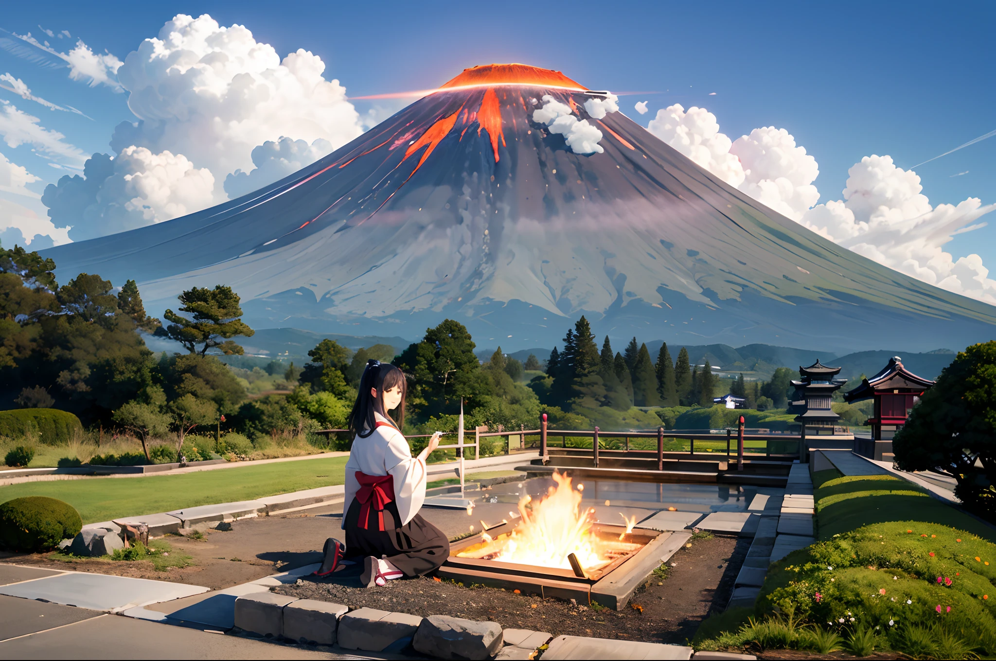 Japan girl, Venus, warior, volcano