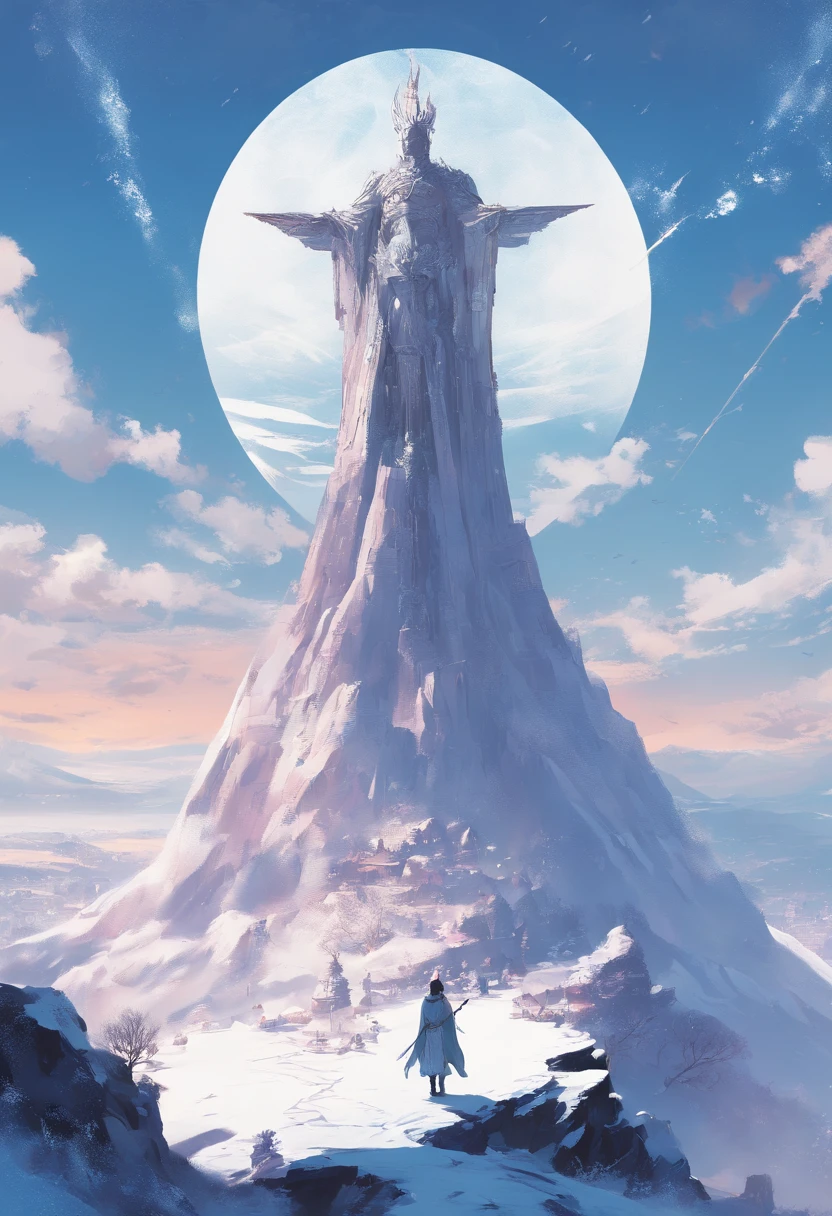 Kikurihime Hakusan, Goddess standing on snowy Hakusan mountain. Kikurihime's background is a cloudless blue sky。