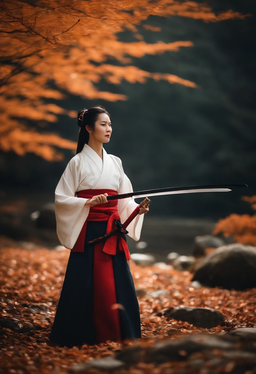 a beautiful female samurai、A moment of quiet practice
Sword in hand、Train your mind、Cleansing the soul。
Water droplets on withered branches、Autumn breeze blows
Garden of the training ground、In solitude and silence。

Skillful sword wielding、Elegant dance
Her craft is an art、Harmony of fascination and power。
The starry sky watches over her、The moon shines
Beautiful female samurai、Walking the Way of the Sword。

Past and future intersect、Moments flow
The fire of practice burns in the heart、Shining in the soul。
a beautiful female samurai、In solitary practice
Finding True Strength、With samurai pride in our hearts。