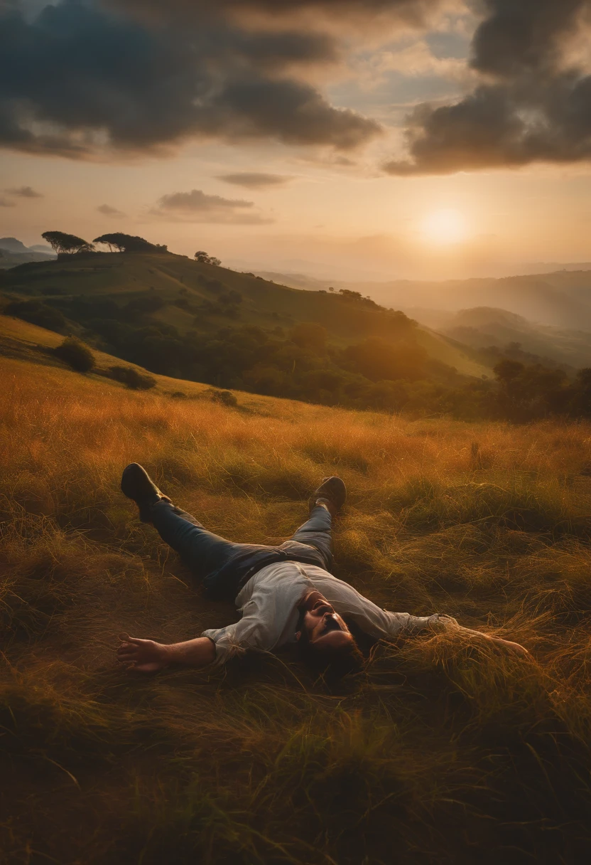 4k, master part, melhor qualidade, Jesus Deus, escupindo o homem no barro , paisagem, animais em volta, The man is lying on the ground,