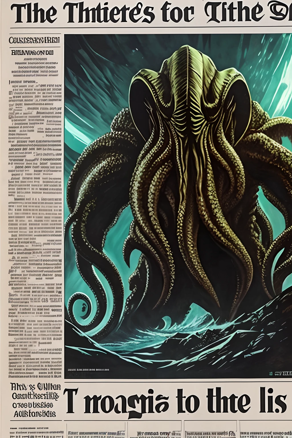 newspaper article, Cthulhu monster is coming