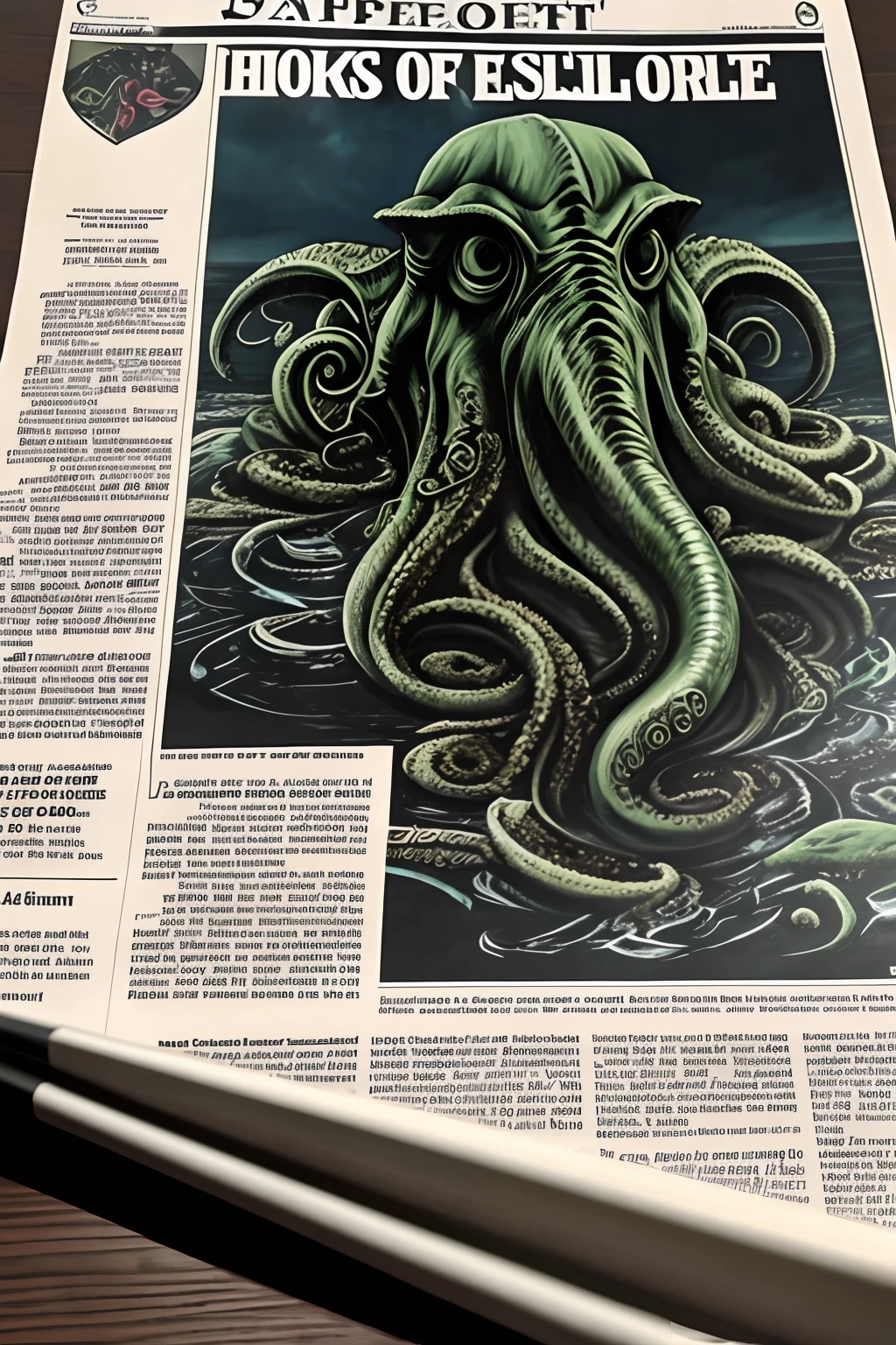 newspaper article, Cthulhu monster is coming