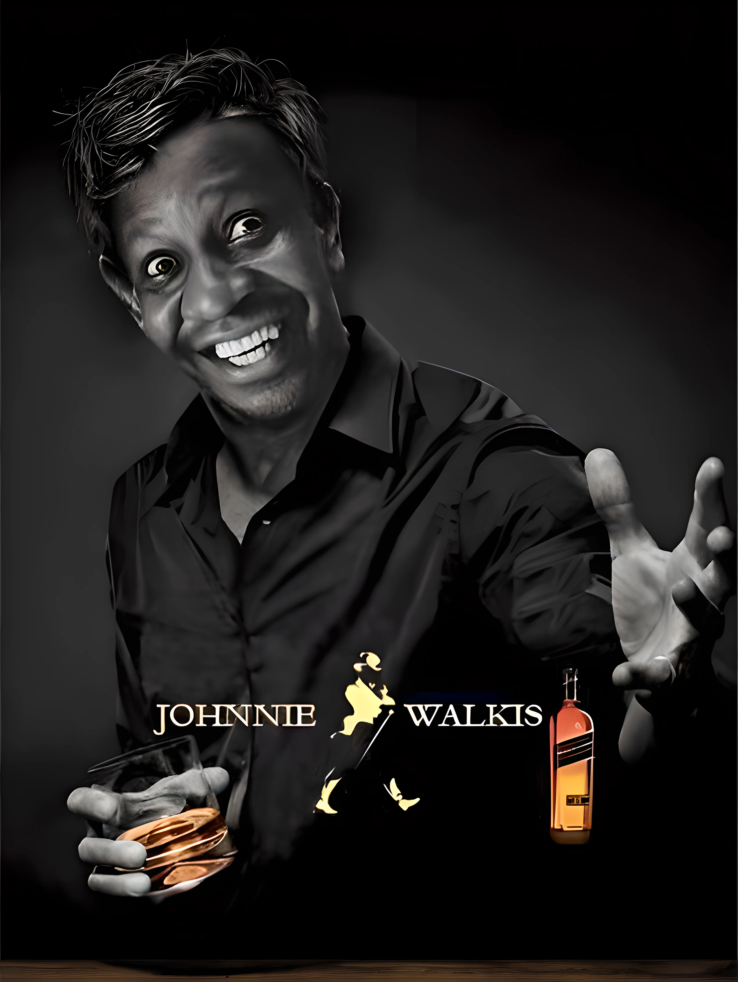 Arafed man holding a glass of whiskey and a bottle, Johnny, material promocional, Fanart, Directed by: Joseph-Marie Vien, inspirado em Malvin Gray Johnson, O Homem Ambulante, imagem promocional, Directed by: John Michael Wright, retrato promocional, fotografia promocional, premiada ", premiado", editing, Imagem promocional, Johnny Craig, Foto promocional, Johnatan Wayshak