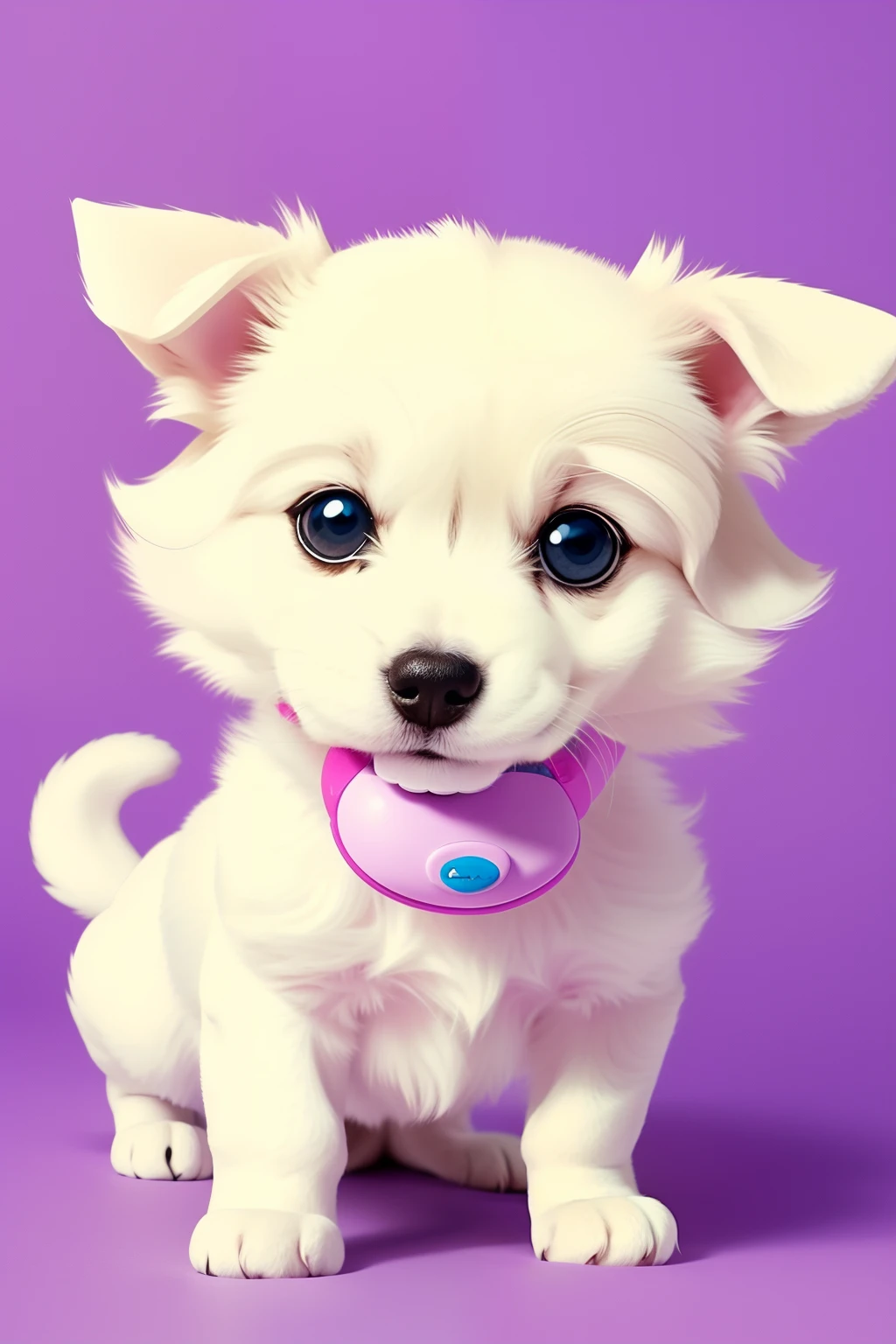 A cartoon animal character of baby dog  very cute and very adorable, wearing a baby pacifier in his mouth with a very cute face, cute smile, cute baby dog clothes, no background, printable --auto