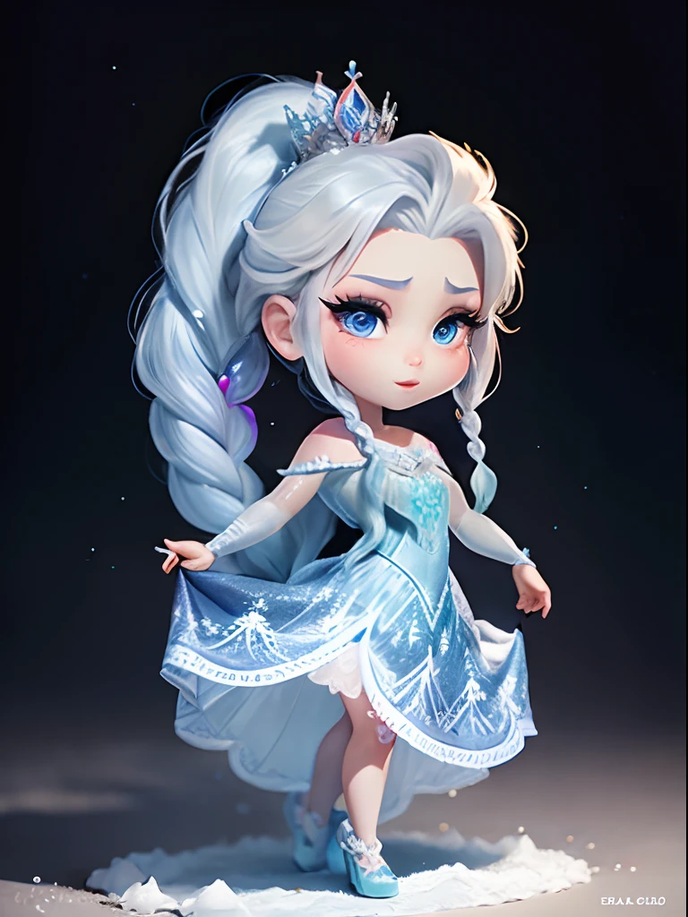Elza frozen disney estilo chibi de vestido longo