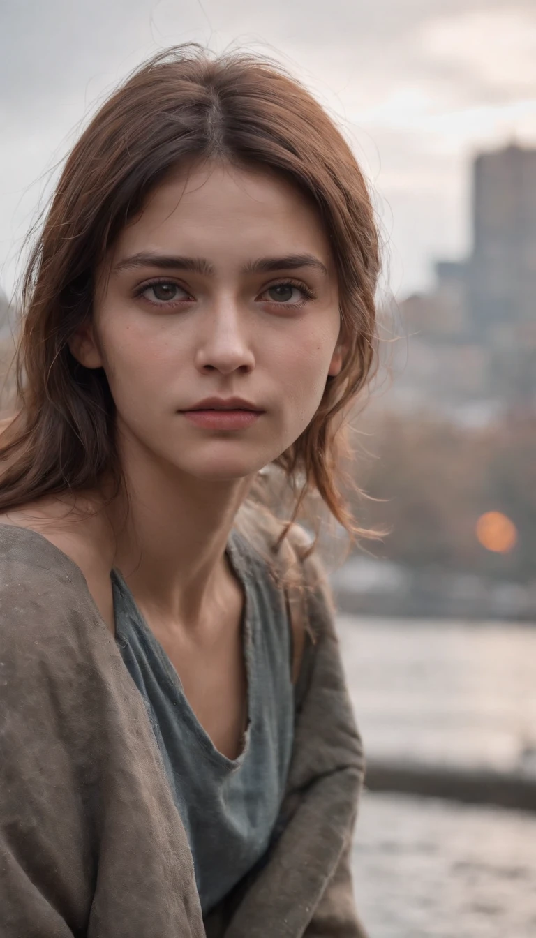 (8K, RAW photos, best image quality, masterpieces, : 1.2), (realistic, photorealistic: 1.37), young girl, small frame, exposed body, torn clothes, bruised, dirty hair, cinematic lighting, young  girl, wet skin, ultra realisticc, tears, ,crying, bruised body, torn clothes, panties round ankles, defeated, city background, busy city, 20 years old, homeless, beggar,upper body
