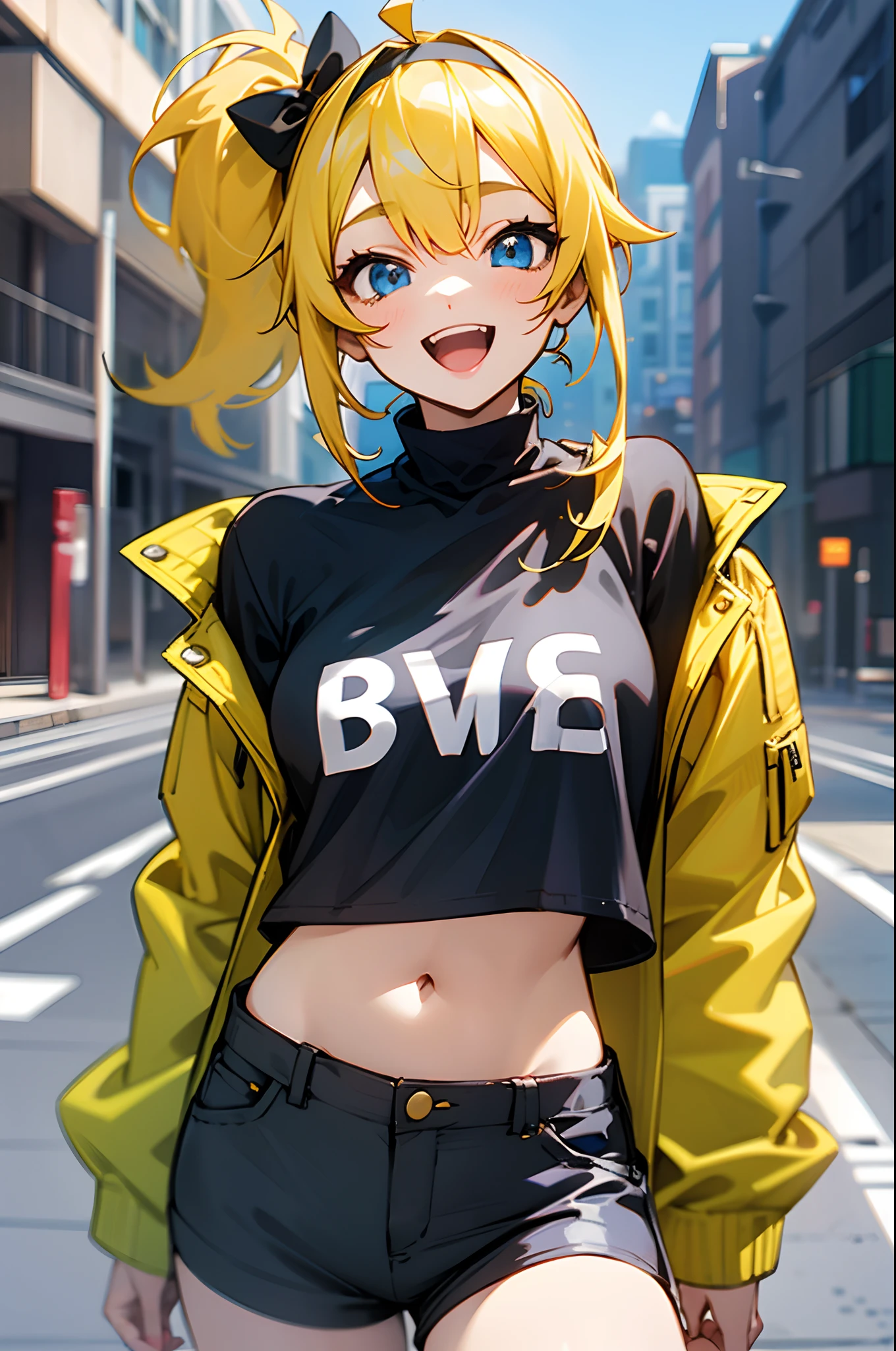 Original Characters、Volume Lighting、Best Shadows、Shallow depth of field、Round Eye、Portrait of amazingly beautiful middle-aged man、Delicate beautiful attractive face with petite and seductive yellow eyes、Messily painted face、Sharp Eyebrows、Broadly Smiling、Open one's mouth、Stick out your fangs、a blond、、Dark eyelashes、Applejack Hat、Oversized Pop Jacket、Mini Underbob T-Shirt、Open belly button、slim waist、Denim Jeans Pants、with buckle belt、Graffiti alley、Trash、Outer phase、Outdoor Unit、Hold spray paint can、standding、(Top  Quality、Great detail:1.25)、(独奏:1.3)、Brilliant Colorful Paintings